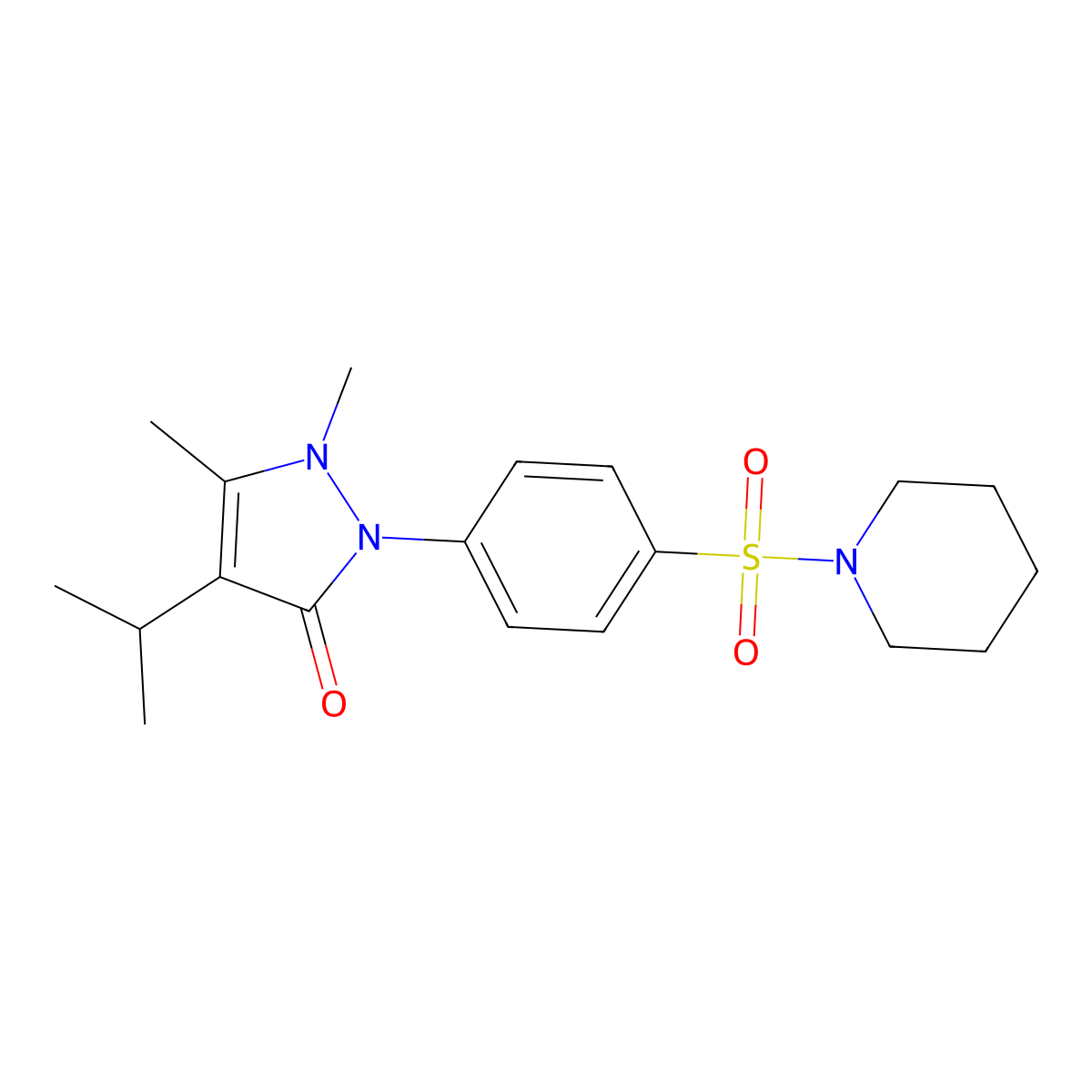1,5-Dimethyl-2-(4-piperidin-1-ylsulfonylphenyl)-4-propan-2-ylpyrazol-3-one molecular structure, CAS 695207-42-2