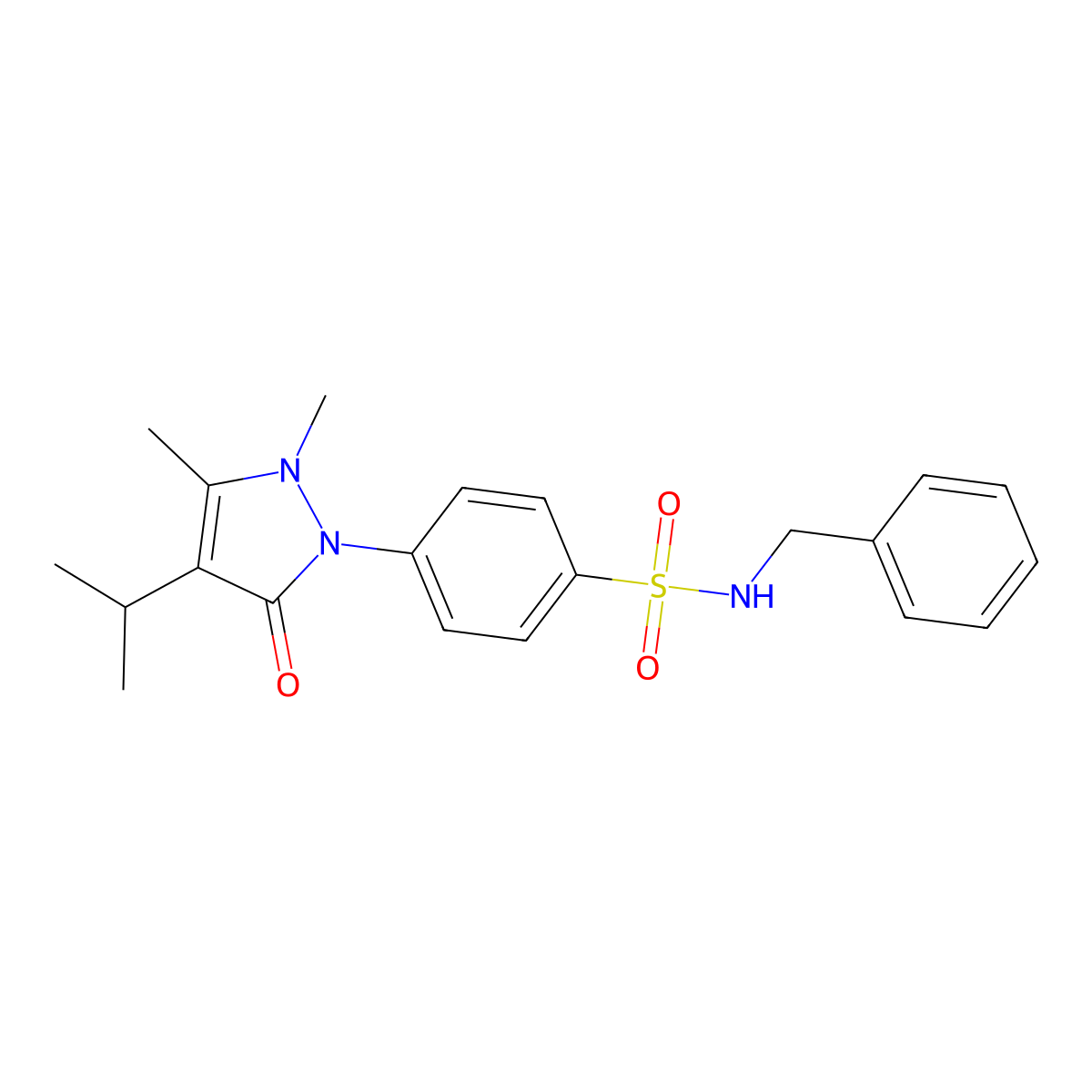 N-benzyl-4-(4-isopropyl-2,3-dimethyl-5-oxo-2,5-dihydro-1H-pyrazol-1-yl)benzenesulfonamide molecular structure, CAS 695207-46-6
