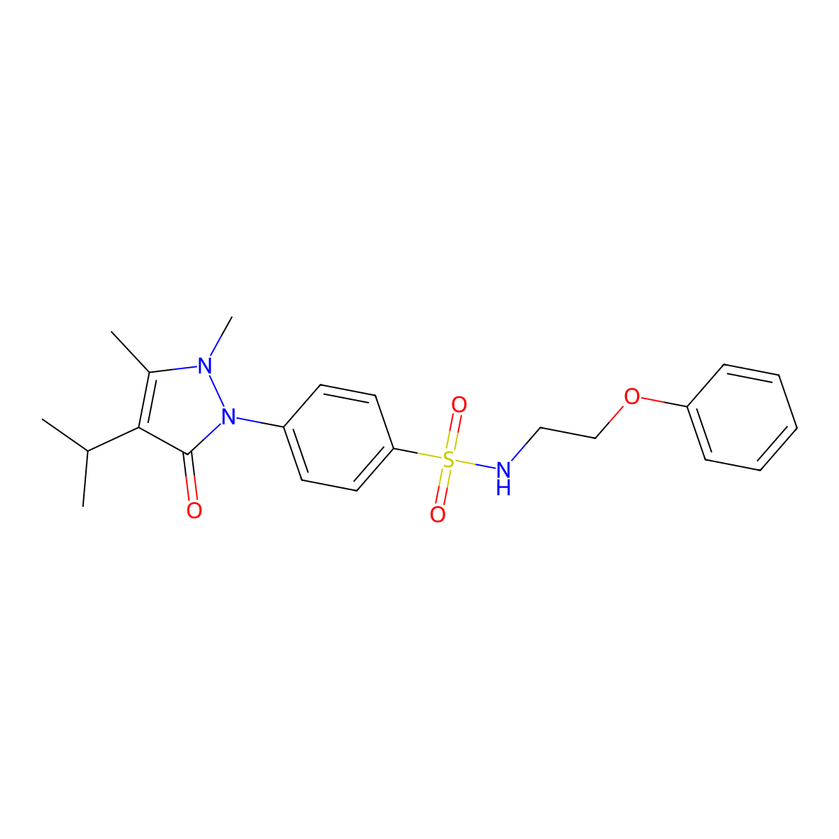 4-(4-isopropyl-2,3-dimethyl-5-oxo-2,5-dihydro-1H-pyrazol-1-yl)-N-(2-phenoxyethyl)benzenesulfonamide molecular structure, CAS 695207-56-8