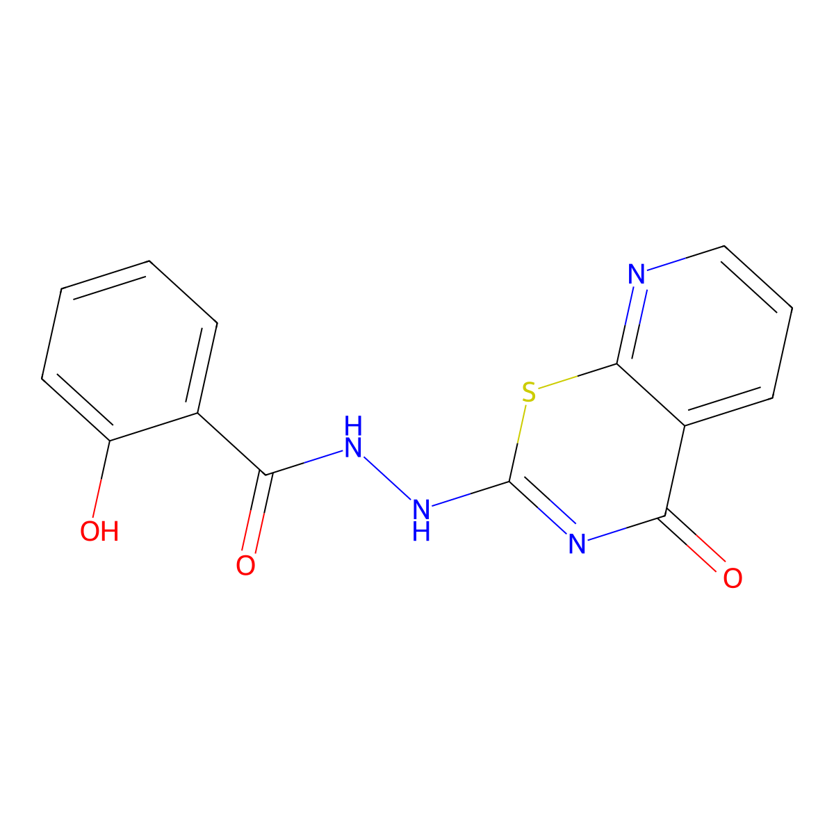 2-hydroxy-N'-(4-oxo-4H-pyrido[3,2-e][1,3]thiazin-2-yl)benzohydrazide molecular structure, CAS 695207-67-1