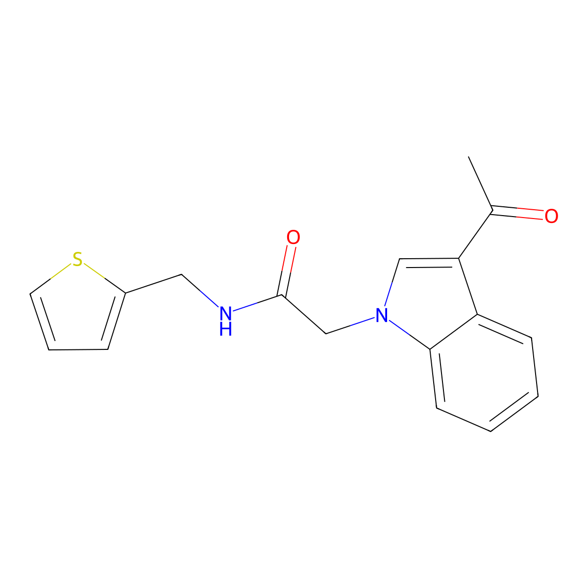 2-(3-acetylindol-1-yl)-N-(thiophen-2-ylmethyl)acetamide molecular structure, CAS 695208-89-0