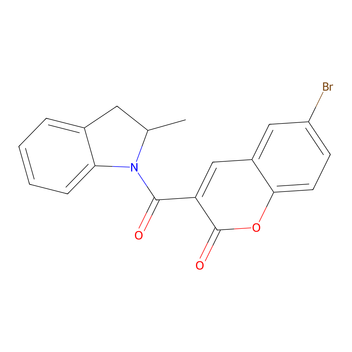 6-bromo-3-[(2-methyl-2,3-dihydro-1H-indol-1-yl)carbonyl]-2H-chromen-2-one molecular structure, CAS 695209-30-4