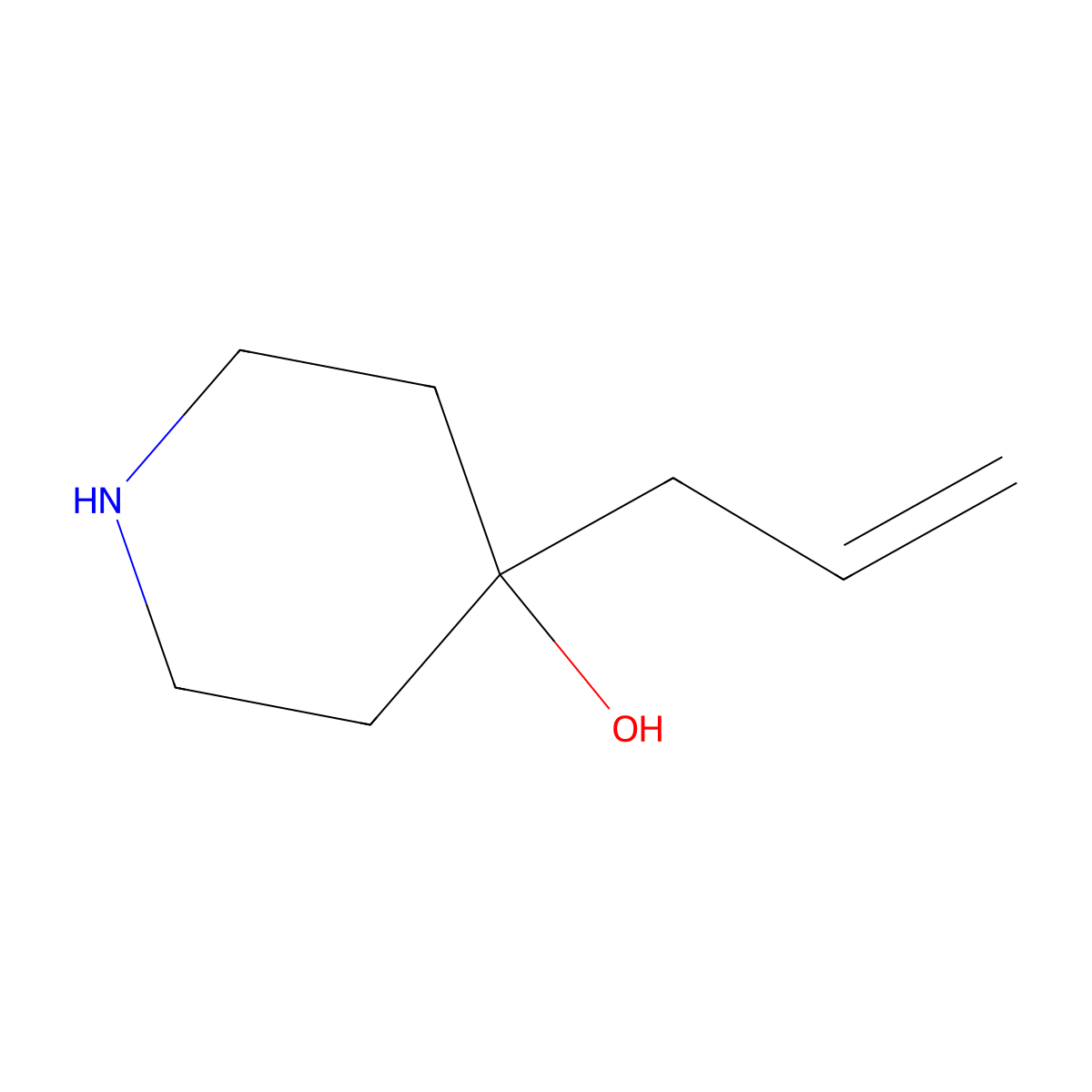4-(Prop-2-en-1-yl)piperidin-4-ol molecular structure, CAS 695209-36-0