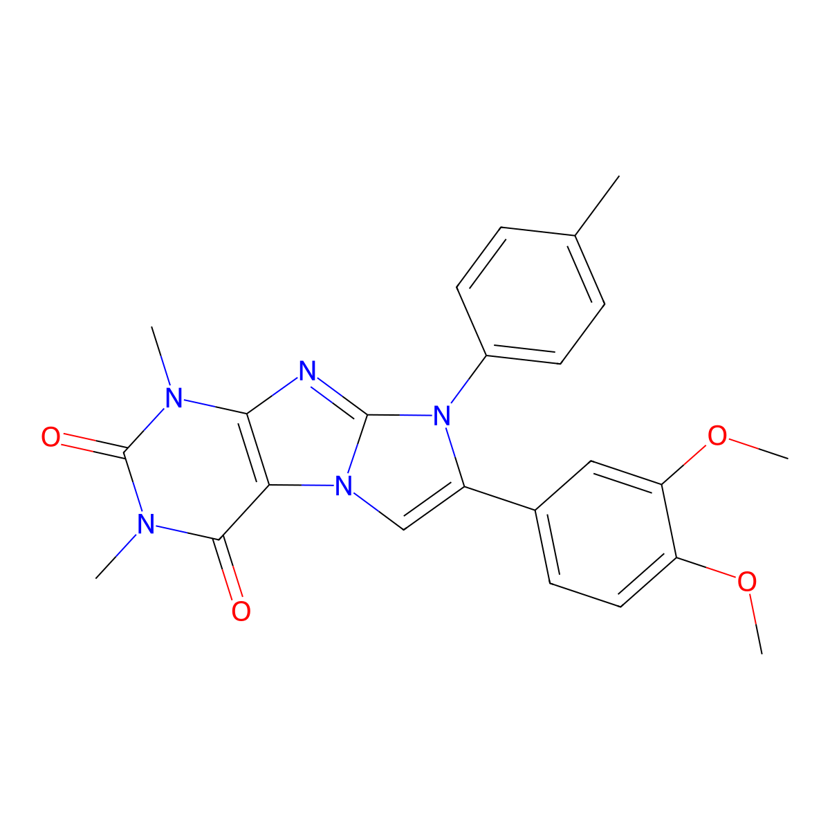 7-(3,4-Dimethoxyphenyl)-2,4-dimethyl-6-(4-methylphenyl)purino[7,8-a]imidazole-1,3-dione molecular structure, CAS 695210-72-1