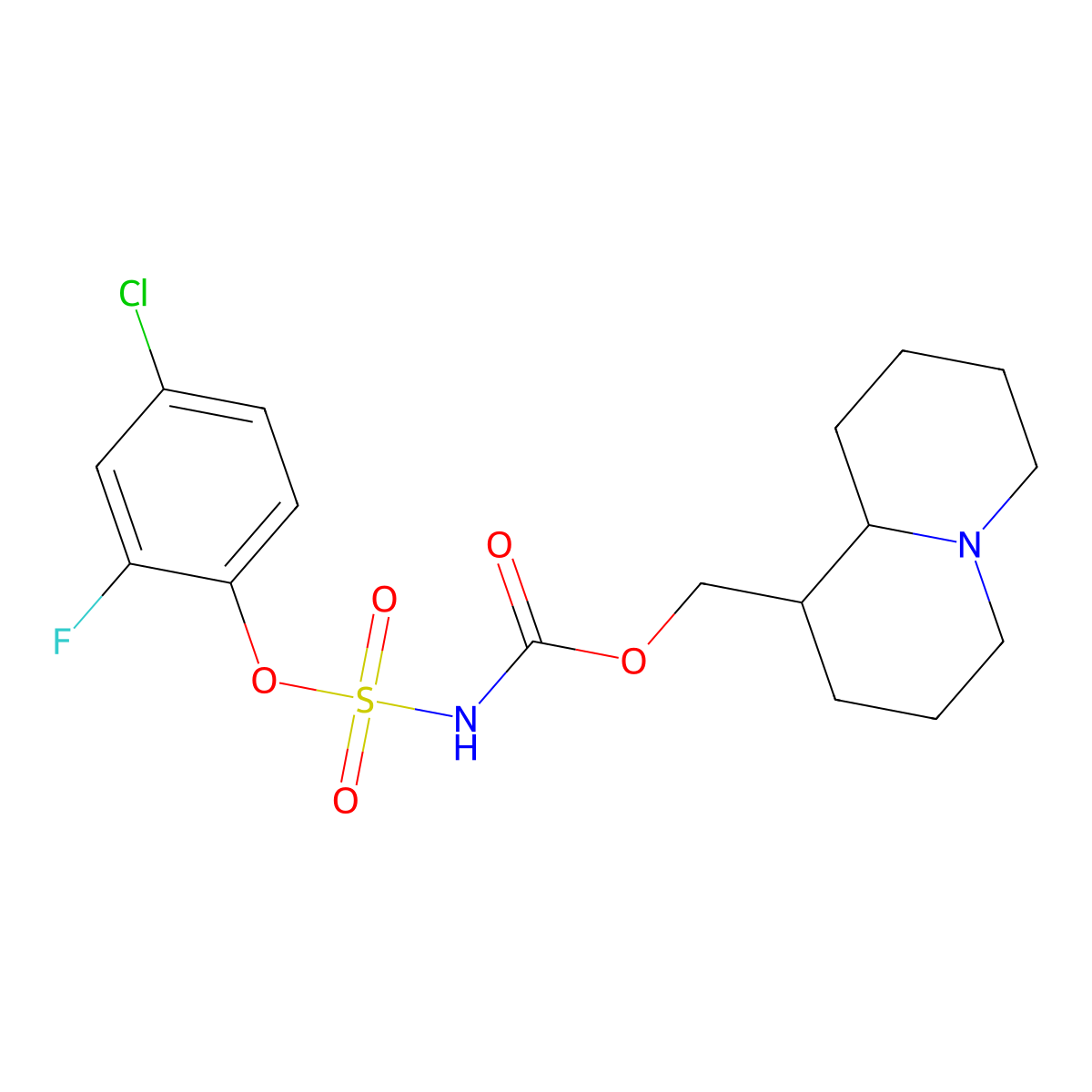 octahydro-2H-quinolizin-1-ylmethyl [(4-chloro-2-fluorophenoxy)sulfonyl]carbamate molecular structure, CAS 695210-77-6
