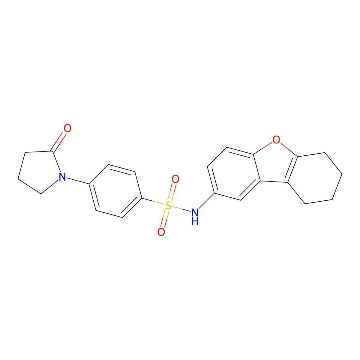 4-(2-oxopyrrolidin-1-yl)-N-(6,7,8,9-tetrahydrodibenzofuran-2-yl)benzenesulfonamide molecular structure, CAS 695212-93-2