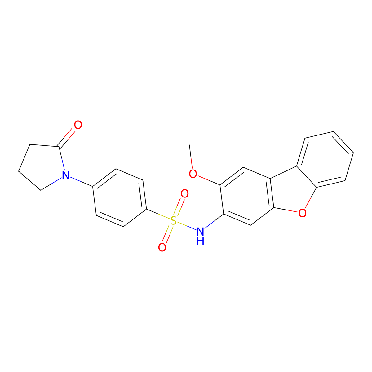 N-(2-methoxydibenzofuran-3-yl)-4-(2-oxopyrrolidin-1-yl)benzenesulfonamide molecular structure, CAS 695212-94-3