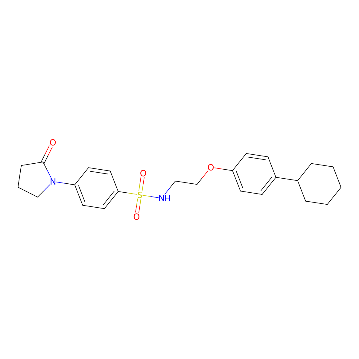 N-[2-(4-cyclohexylphenoxy)ethyl]-4-(2-oxopyrrolidin-1-yl)benzenesulfonamide molecular structure, CAS 695213-03-7