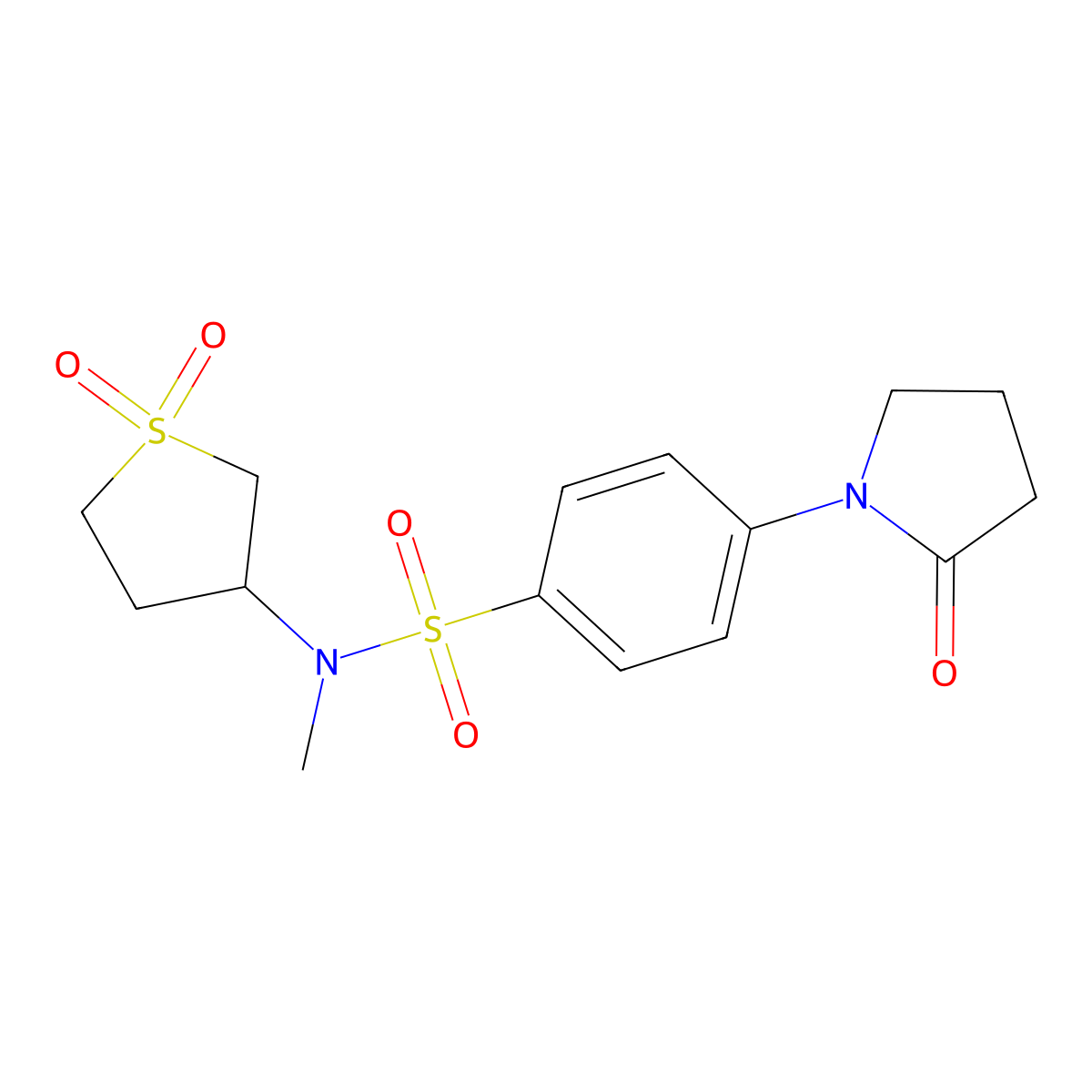 N-(1,1-dioxothiolan-3-yl)-N-methyl-4-(2-oxopyrrolidin-1-yl)benzenesulfonamide molecular structure, CAS 695213-49-1