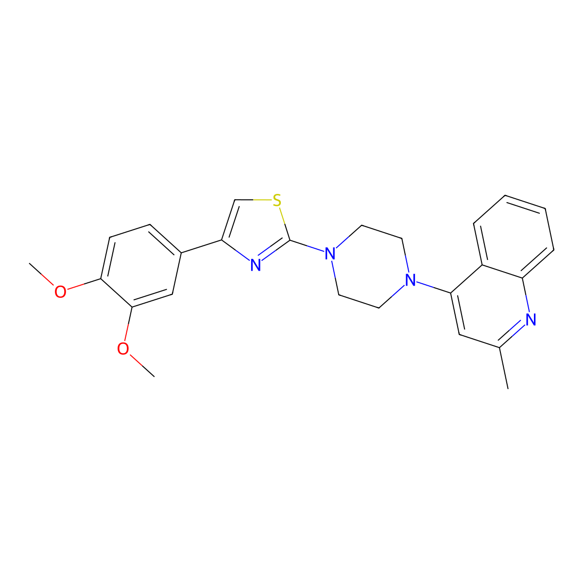 4-(3,4-Dimethoxyphenyl)-2-[4-(2-methylquinolin-4-yl)piperazin-1-yl]-1,3-thiazole molecular structure, CAS 695213-94-6