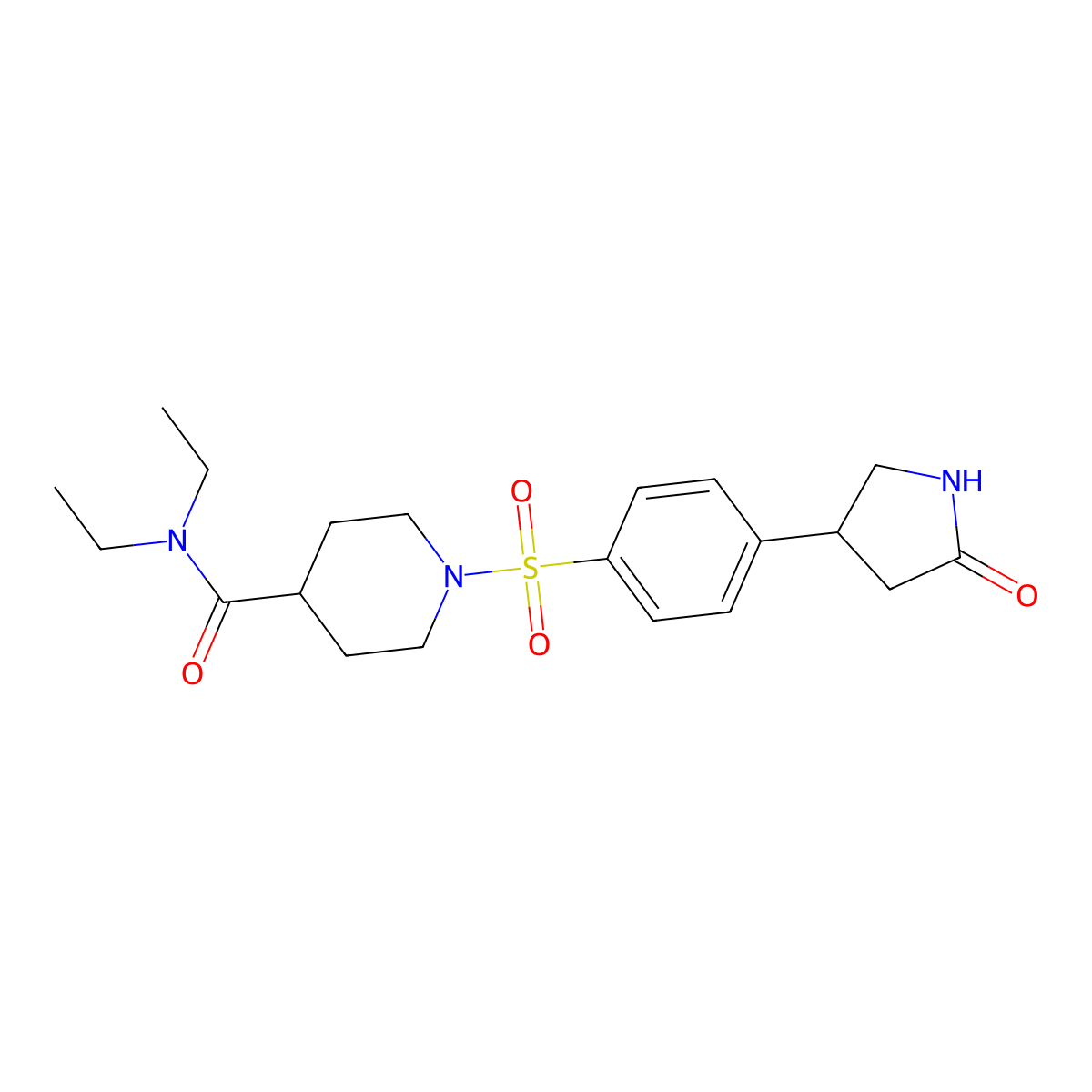 N,N-diethyl-1-[4-(5-oxopyrrolidin-3-yl)phenyl]sulfonylpiperidine-4-carboxamide molecular structure, CAS 695214-26-7