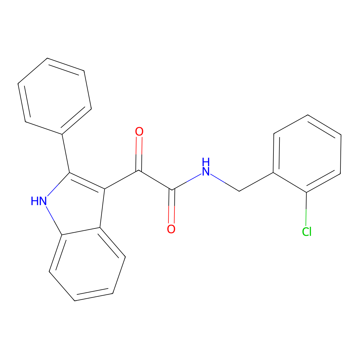 N-[(2-chlorophenyl)methyl]-2-oxo-2-(2-phenyl-1H-indol-3-yl)acetamide molecular structure, CAS 695214-38-1