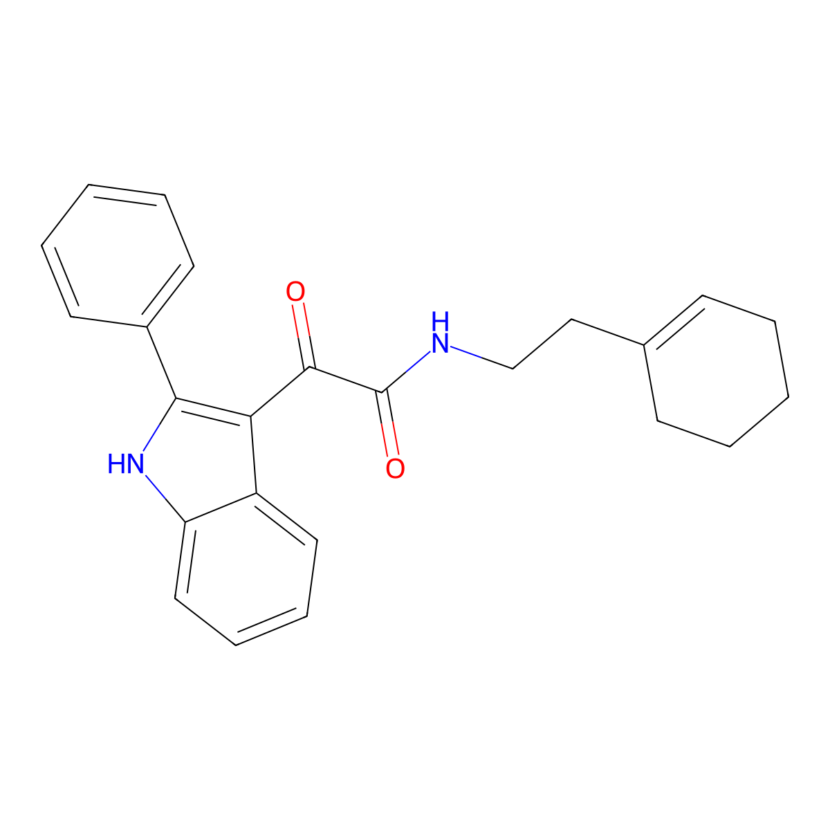 N-[2-(cyclohexen-1-yl)ethyl]-2-oxo-2-(2-phenyl-1H-indol-3-yl)acetamide molecular structure, CAS 695214-40-5