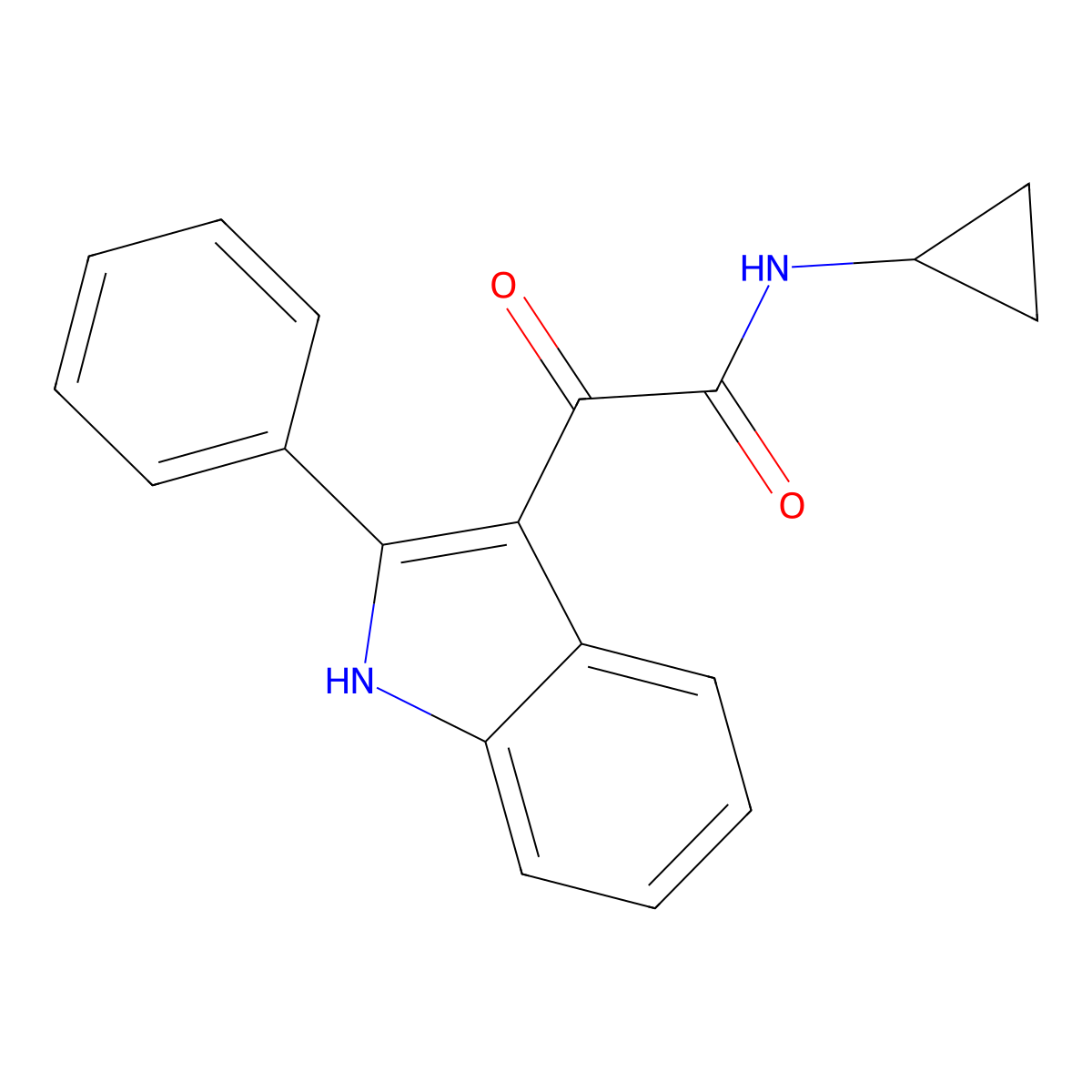 N-cyclopropyl-2-oxo-2-(2-phenyl-1H-indol-3-yl)acetamide molecular structure, CAS 695214-43-8