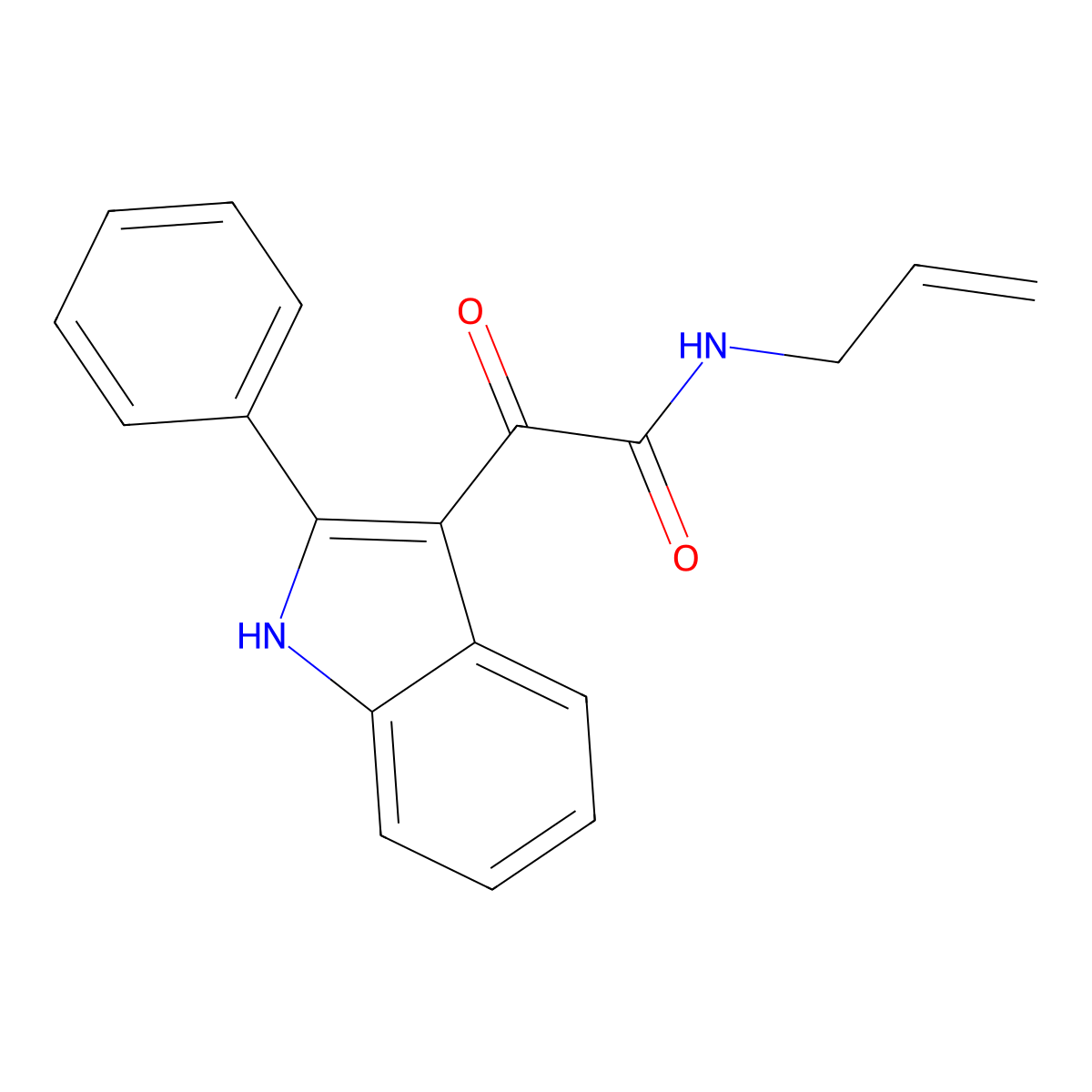 2-oxo-2-(2-phenyl-1H-indol-3-yl)-N-prop-2-enylacetamide molecular structure, CAS 695214-49-4