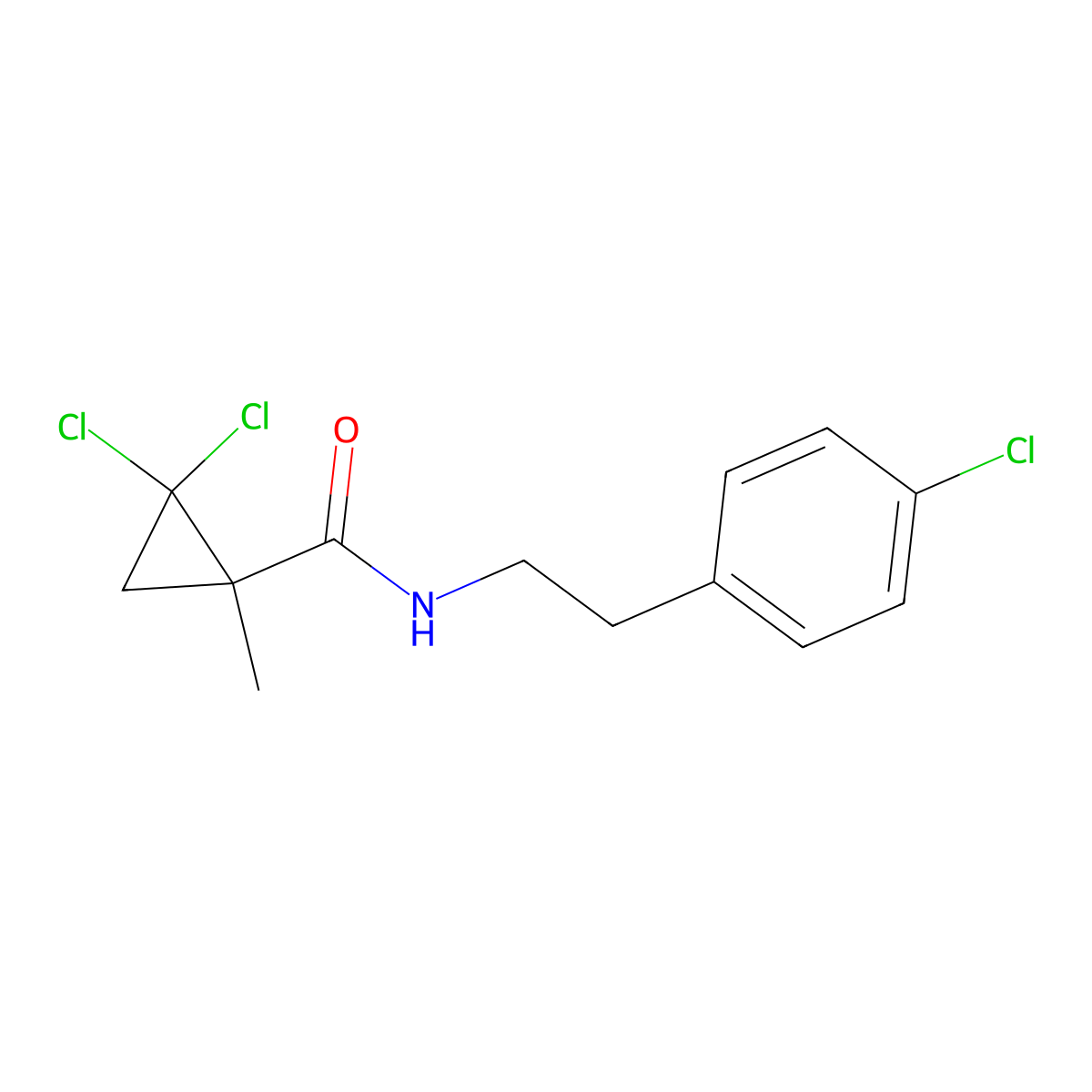2,2-dichloro-N-[2-(4-chlorophenyl)ethyl]-1-methylcyclopropanecarboxamide molecular structure, CAS 695214-59-6