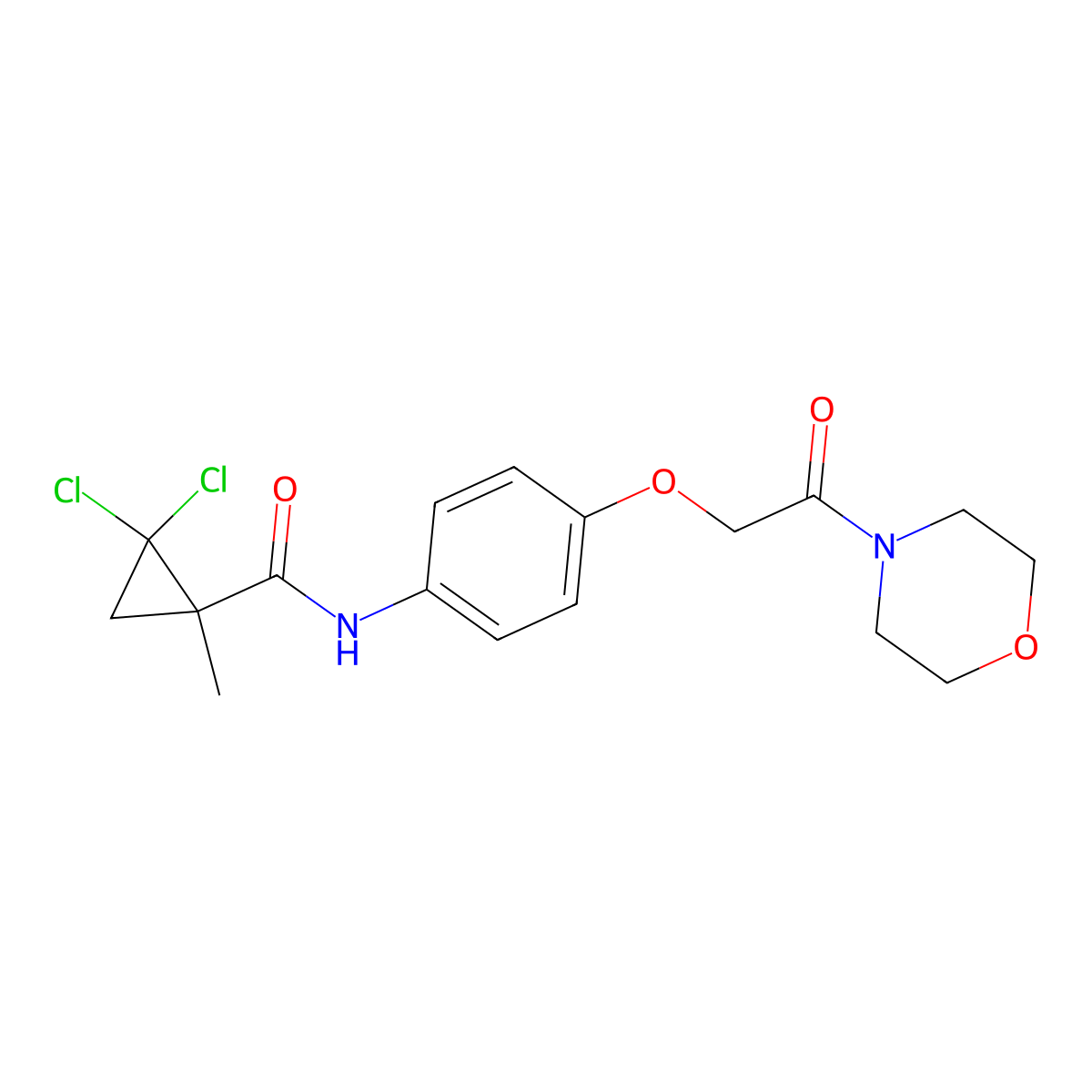 2,2-dichloro-1-methyl-N-{4-[2-(morpholin-4-yl)-2-oxoethoxy]phenyl}cyclopropanecarboxamide molecular structure, CAS 695214-63-2