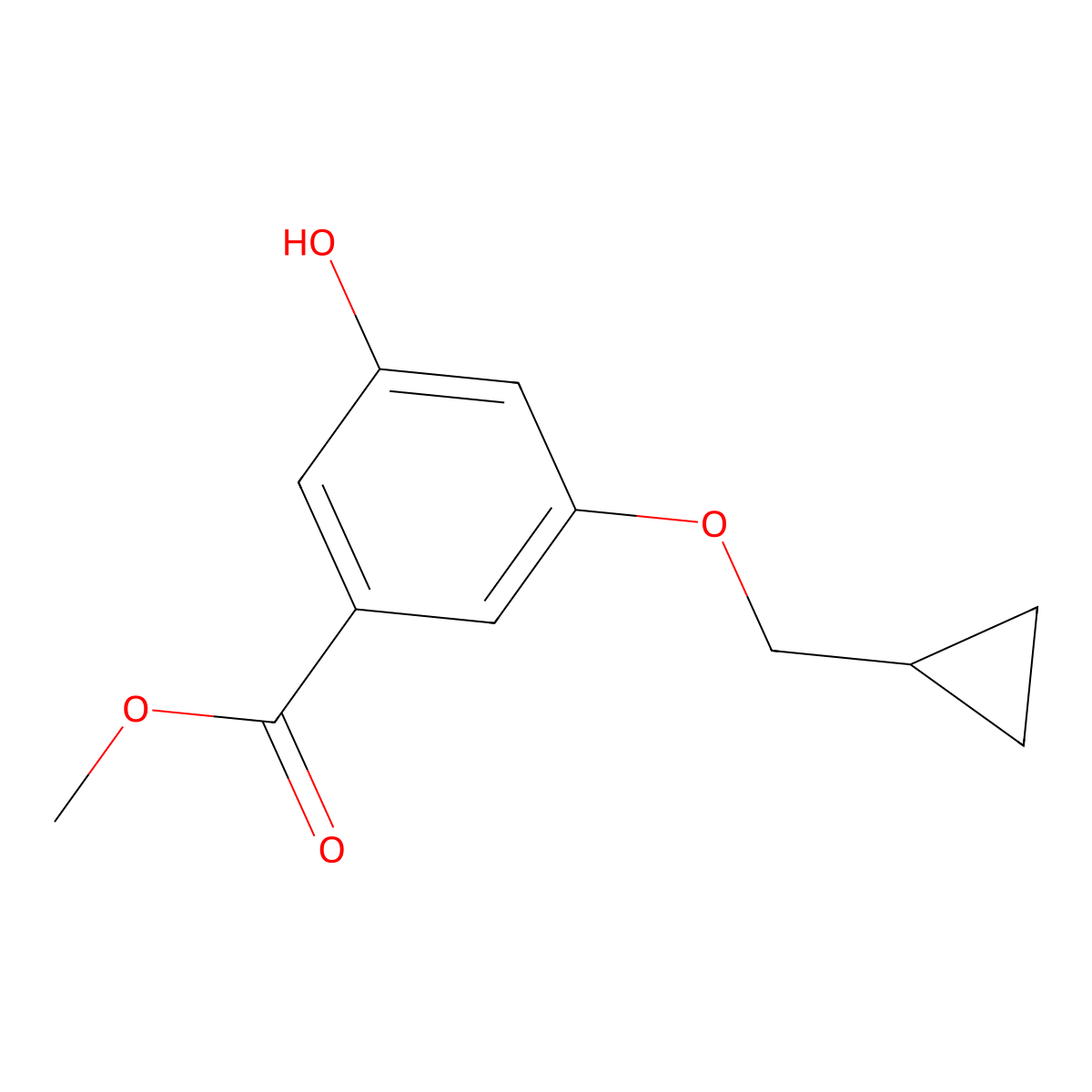 Methyl 3-(cyclopropylmethoxy)-5-hydroxybenzoate molecular structure, CAS 695216-43-4