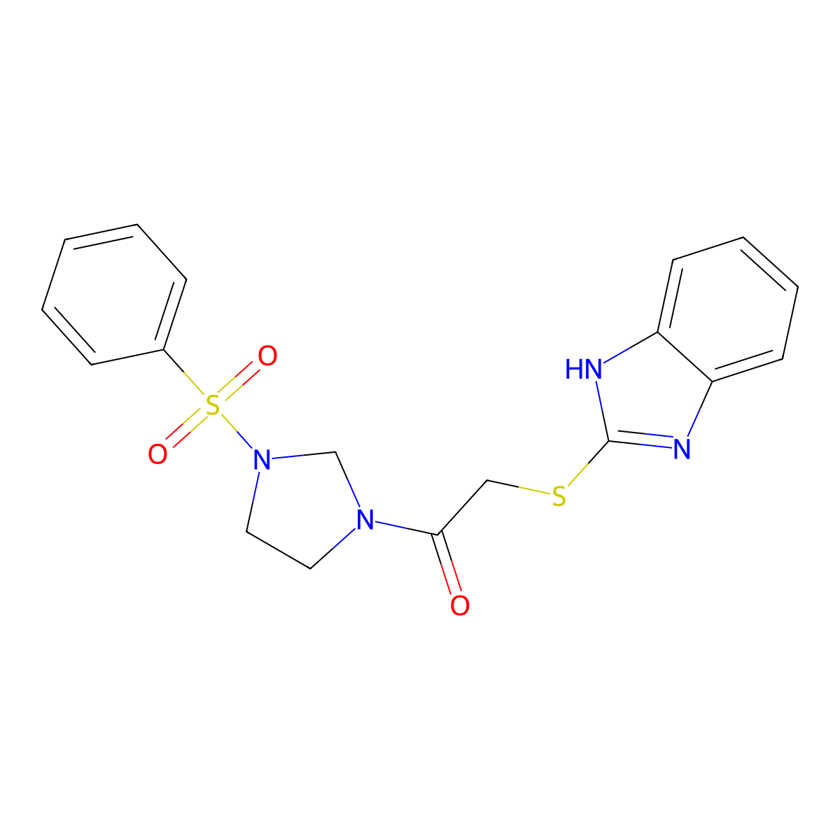 2-(1H-benzimidazol-2-ylsulfanyl)-1-[3-(phenylsulfonyl)imidazolidin-1-yl]ethanone molecular structure, CAS 695217-50-6