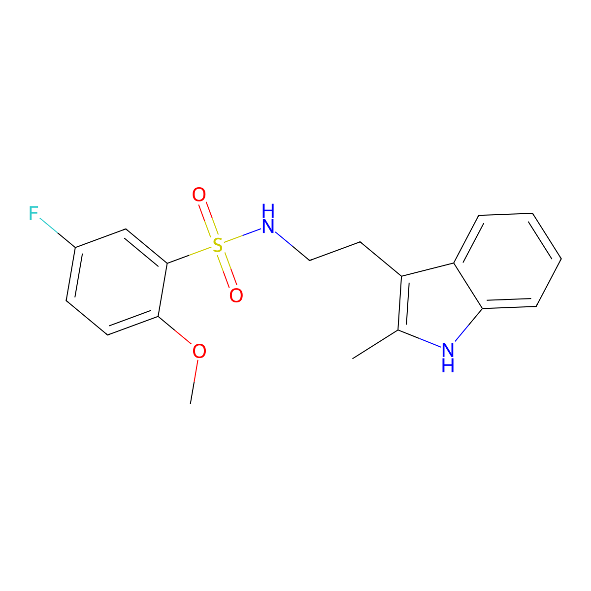 5-fluoro-2-methoxy-N-[2-(2-methyl-1H-indol-3-yl)ethyl]benzene-1-sulfonamide molecular structure, CAS 695218-15-6