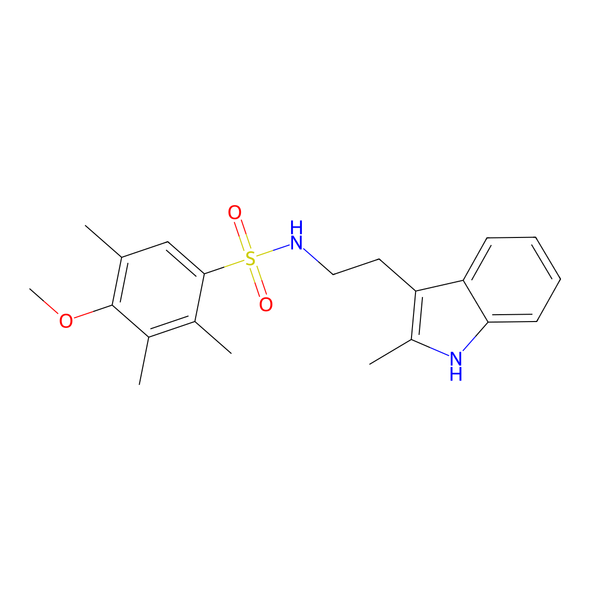 4-methoxy-2,3,5-trimethyl-N-[2-(2-methyl-1H-indol-3-yl)ethyl]benzenesulfonamide molecular structure, CAS 695218-16-7
