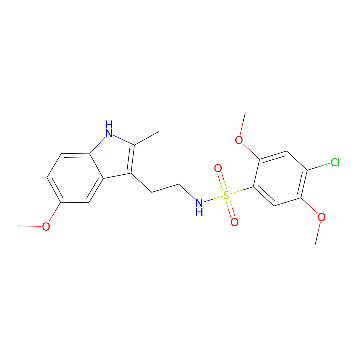 4-chloro-2,5-dimethoxy-N-[2-(5-methoxy-2-methyl-1H-indol-3-yl)ethyl]benzenesulfonamide molecular structure, CAS 695218-17-8