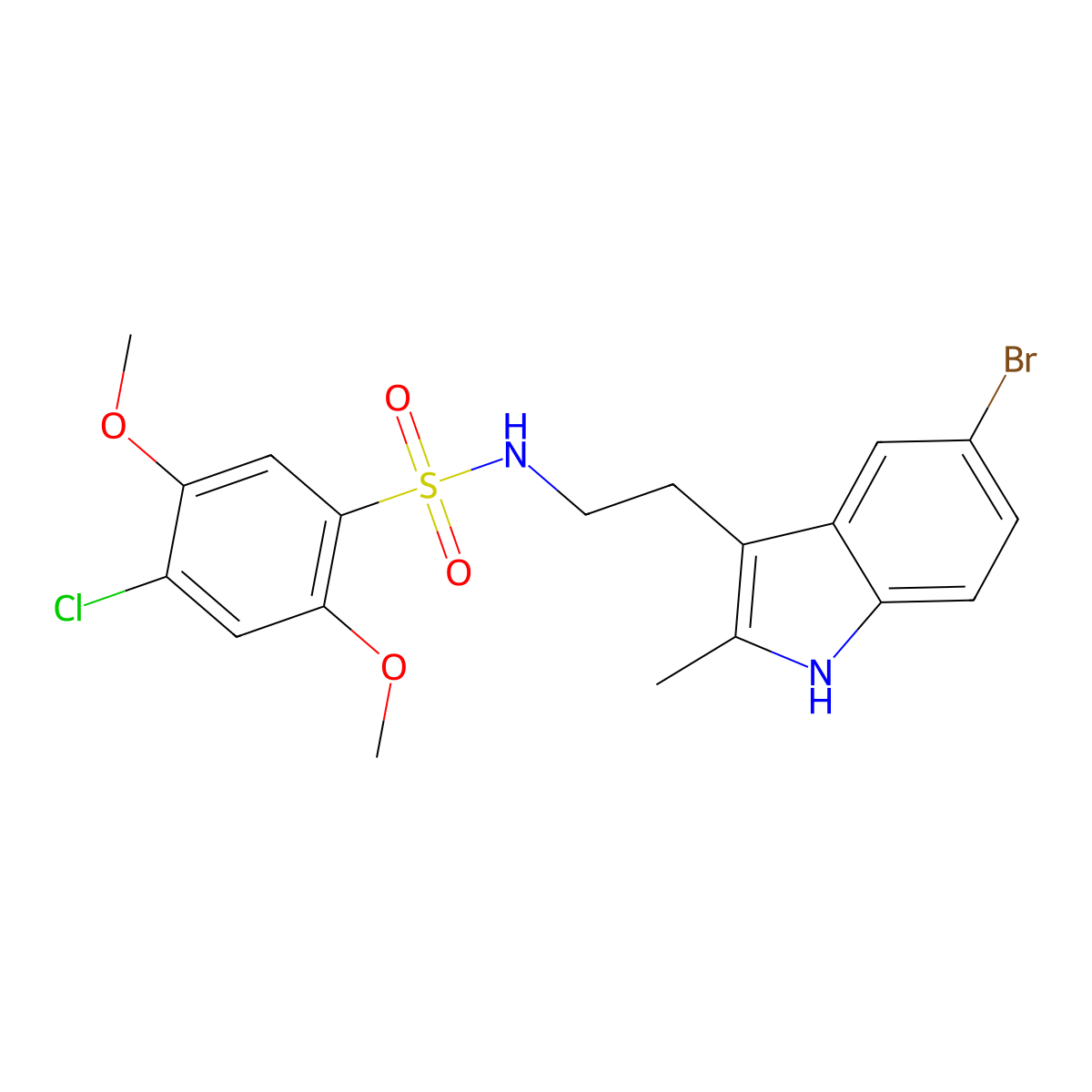 N-[2-(5-bromo-2-methyl-1H-indol-3-yl)ethyl]-4-chloro-2,5-dimethoxybenzenesulfonamide molecular structure, CAS 695218-19-0