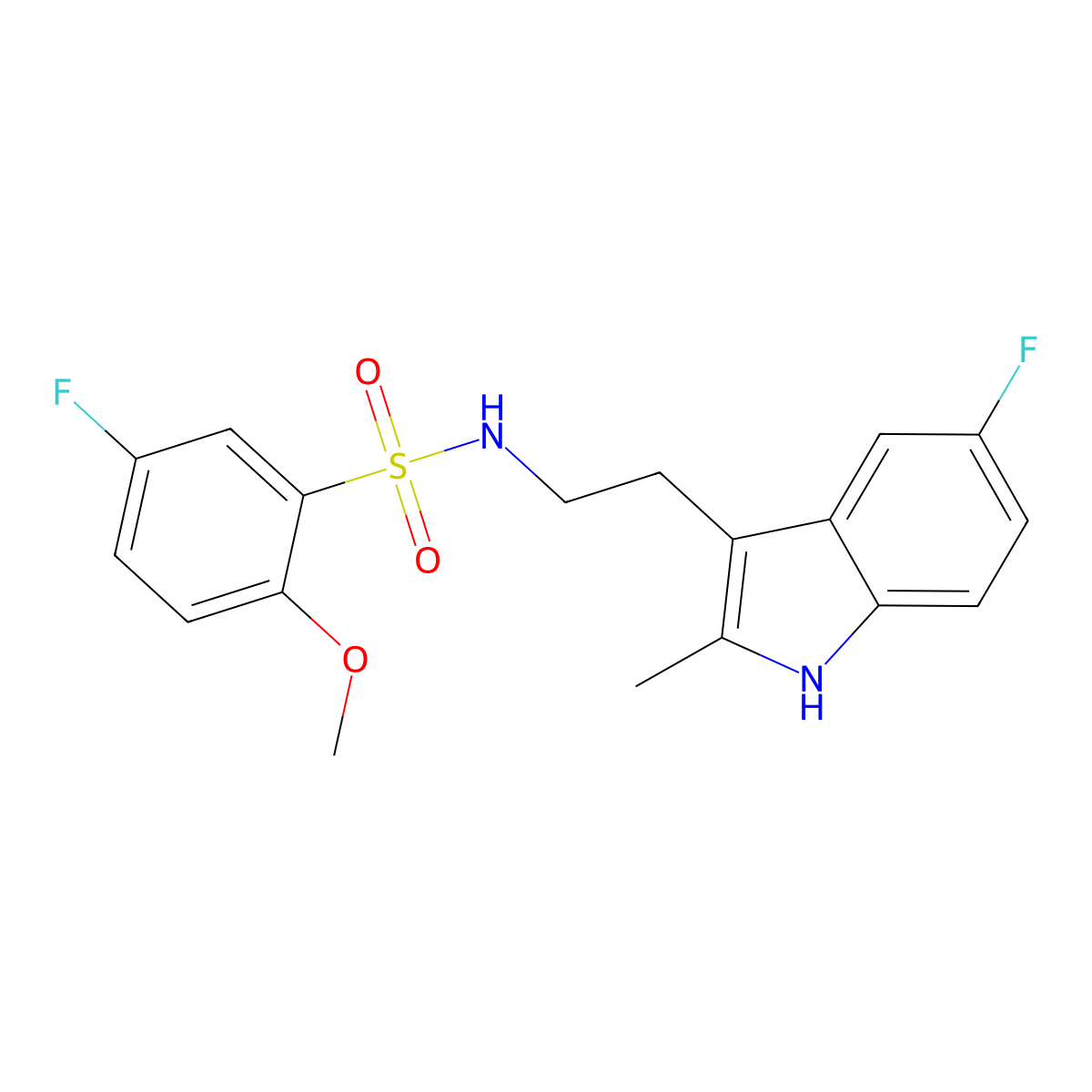 5-fluoro-N-[2-(5-fluoro-2-methyl-1H-indol-3-yl)ethyl]-2-methoxybenzenesulfonamide molecular structure, CAS 695218-20-3