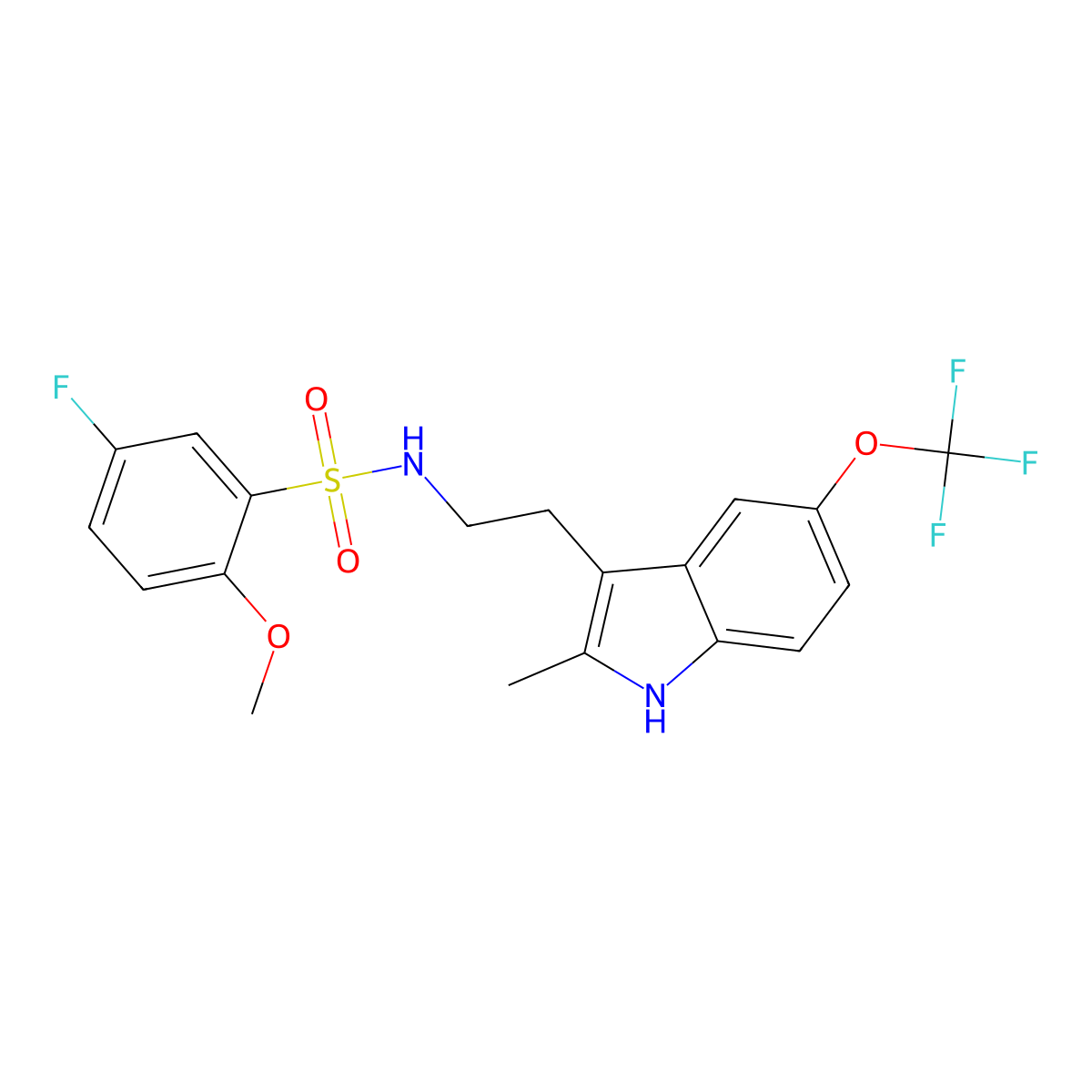 5-fluoro-2-methoxy-N-{2-[2-methyl-5-(trifluoromethoxy)-1H-indol-3-yl]ethyl}benzenesulfonamide molecular structure, CAS 695218-22-5
