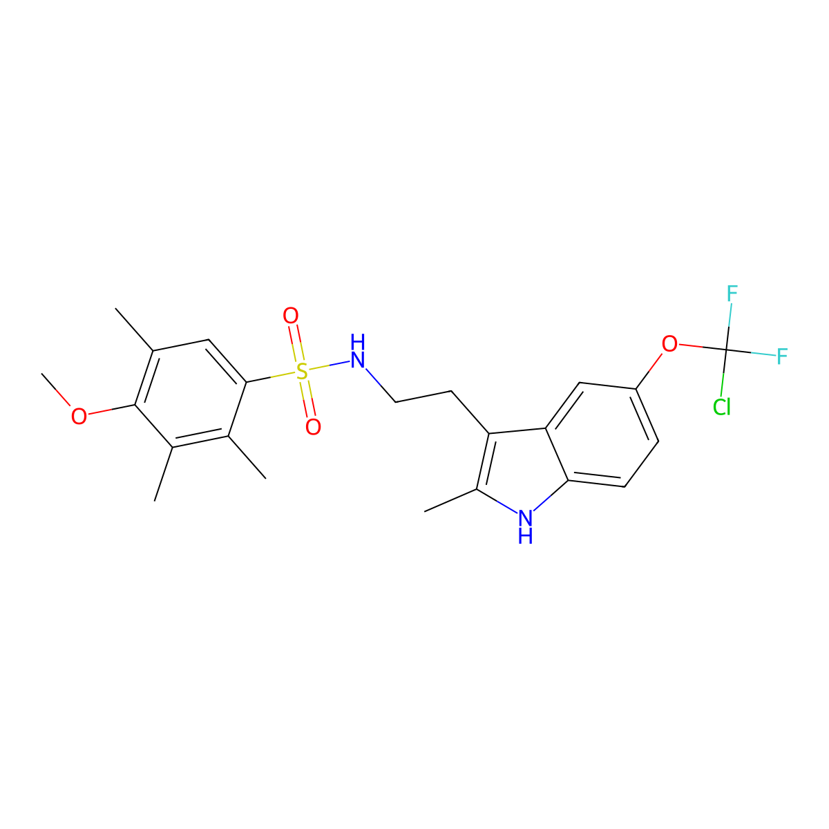 N-(2-{5-[chloro(difluoro)methoxy]-2-methyl-1H-indol-3-yl}ethyl)-4-methoxy-2,3,5-trimethylbenzenesulfonamide molecular structure, CAS 695218-26-9