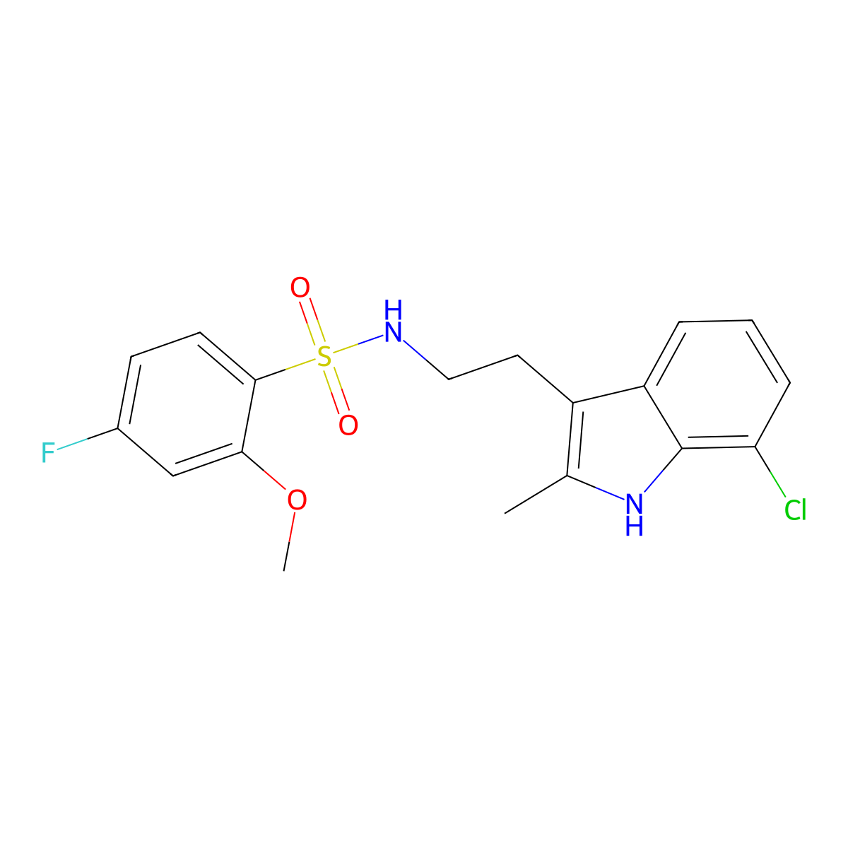 N-[2-(7-chloro-2-methyl-1H-indol-3-yl)ethyl]-4-fluoro-2-methoxybenzenesulfonamide molecular structure, CAS 695218-28-1