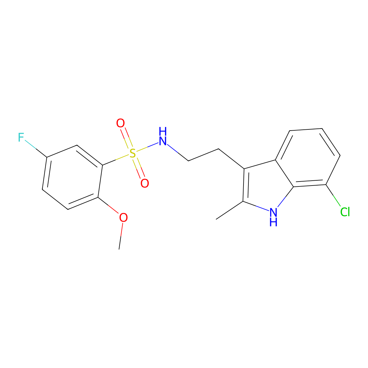 N-[2-(7-chloro-2-methyl-1H-indol-3-yl)ethyl]-5-fluoro-2-methoxybenzenesulfonamide molecular structure, CAS 695218-29-2