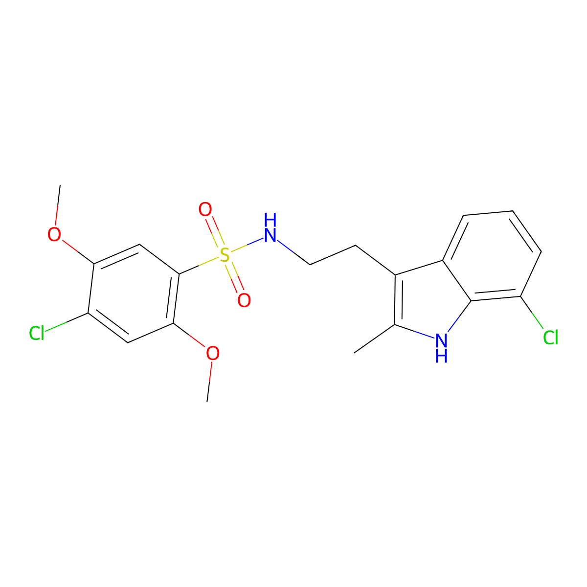 4-chloro-N-[2-(7-chloro-2-methyl-1H-indol-3-yl)ethyl]-2,5-dimethoxybenzenesulfonamide molecular structure, CAS 695218-30-5