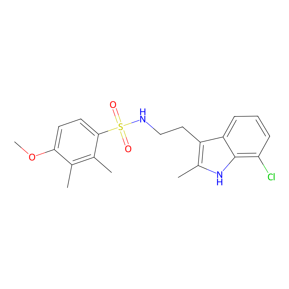 N-[2-(7-chloro-2-methyl-1H-indol-3-yl)ethyl]-4-methoxy-2,3-dimethylbenzenesulfonamide molecular structure, CAS 695218-32-7