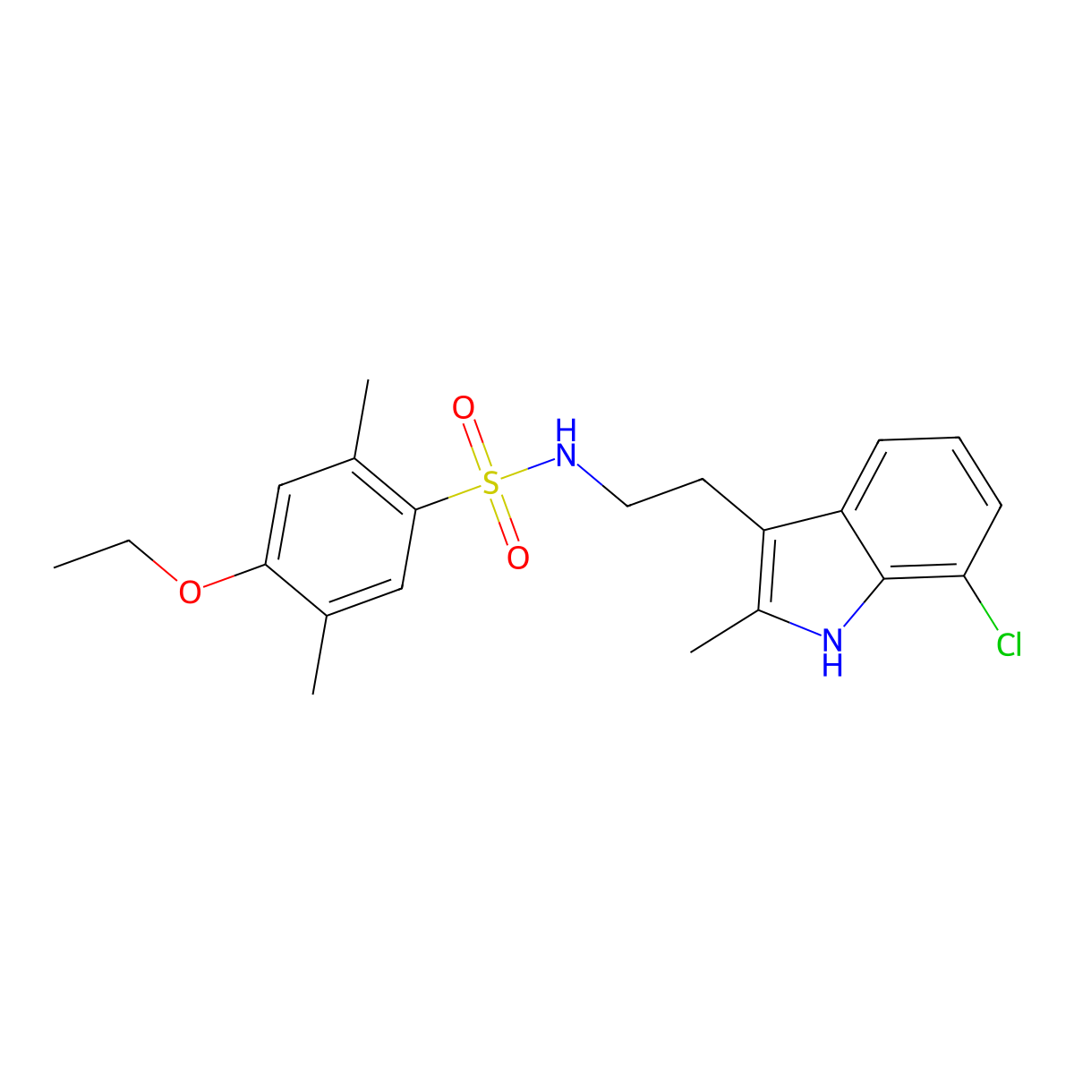 N-[2-(7-chloro-2-methyl-1H-indol-3-yl)ethyl]-4-ethoxy-2,5-dimethylbenzenesulfonamide molecular structure, CAS 695218-33-8