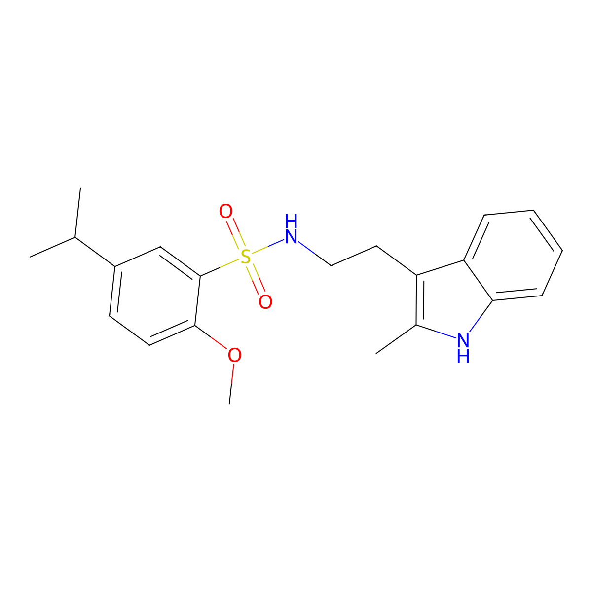 2-methoxy-N-[2-(2-methyl-1H-indol-3-yl)ethyl]-5-(propan-2-yl)benzenesulfonamide molecular structure, CAS 695218-35-0