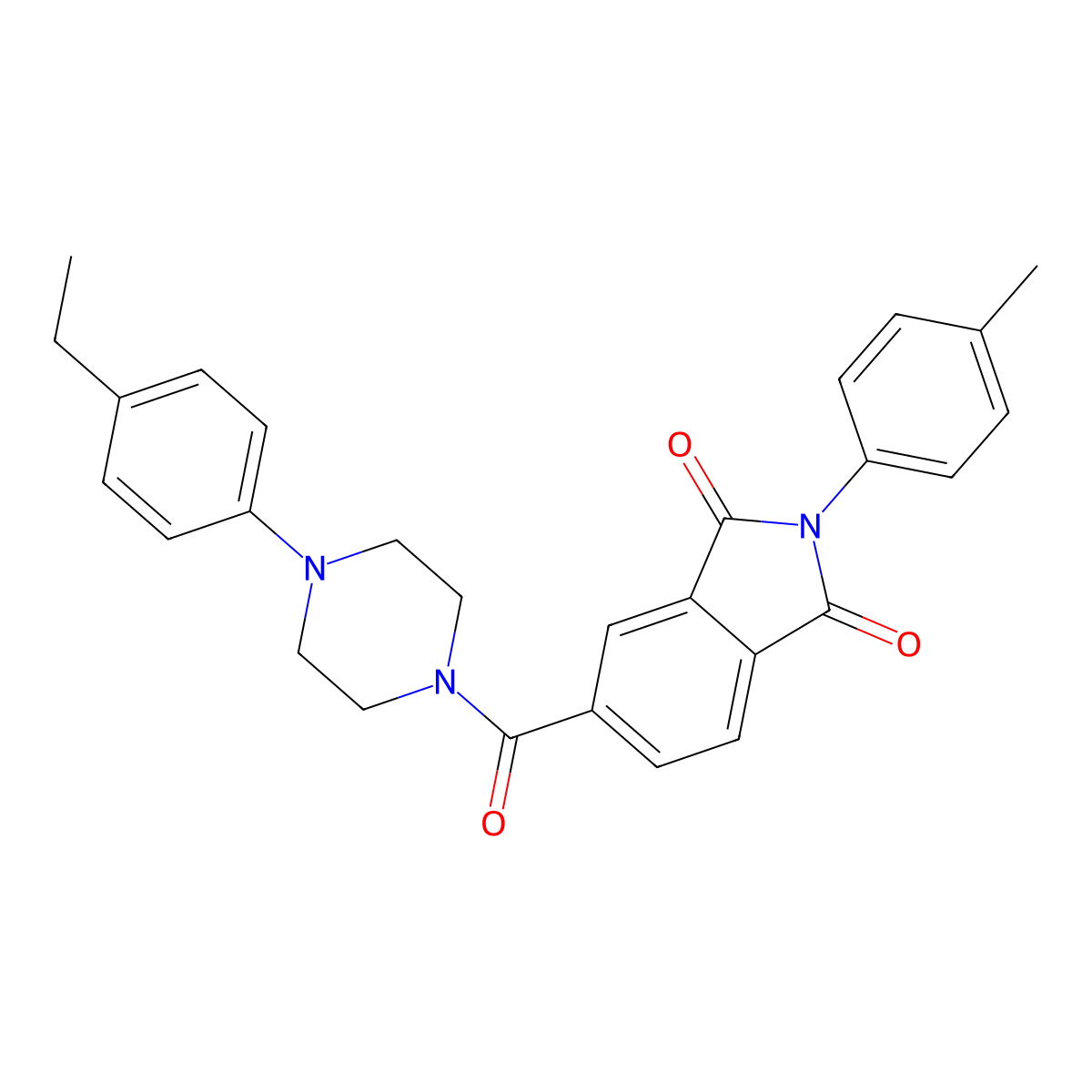 5-(4-(4-Ethylphenyl)piperazine-1-carbonyl)-2-(p-tolyl)isoindoline-1,3-dione molecular structure, CAS 695218-42-9