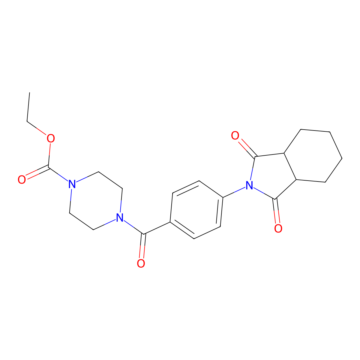 ethyl 4-{[4-(1,3-dioxooctahydro-2H-isoindol-2-yl)phenyl]carbonyl}piperazine-1-carboxylate molecular structure, CAS 695218-45-2