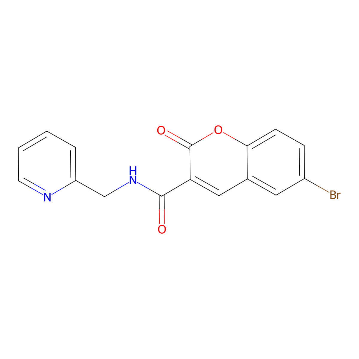 6-bromo-2-oxo-N-(pyridin-2-ylmethyl)-2H-chromene-3-carboxamide molecular structure, CAS 695218-47-4