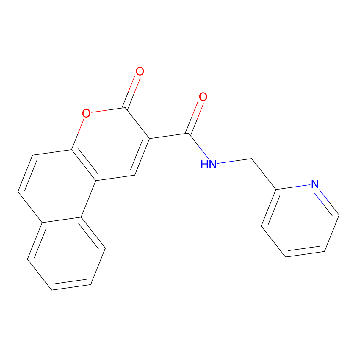 3-oxo-N-(pyridin-2-ylmethyl)-3H-benzo[f]chromene-2-carboxamide molecular structure, CAS 695218-48-5