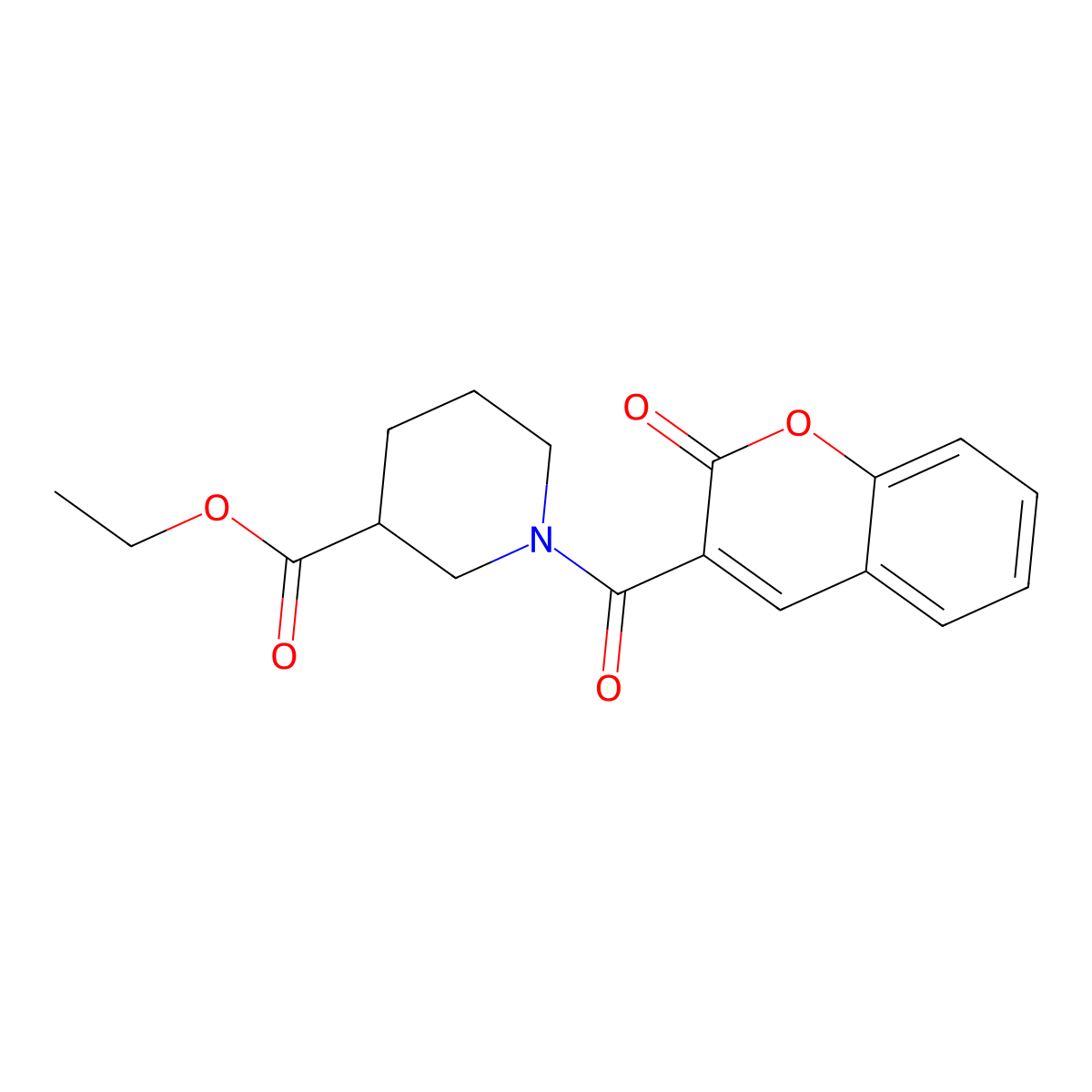 ethyl 1-(2-oxo-2H-chromene-3-carbonyl)piperidine-3-carboxylate molecular structure, CAS 695218-51-0