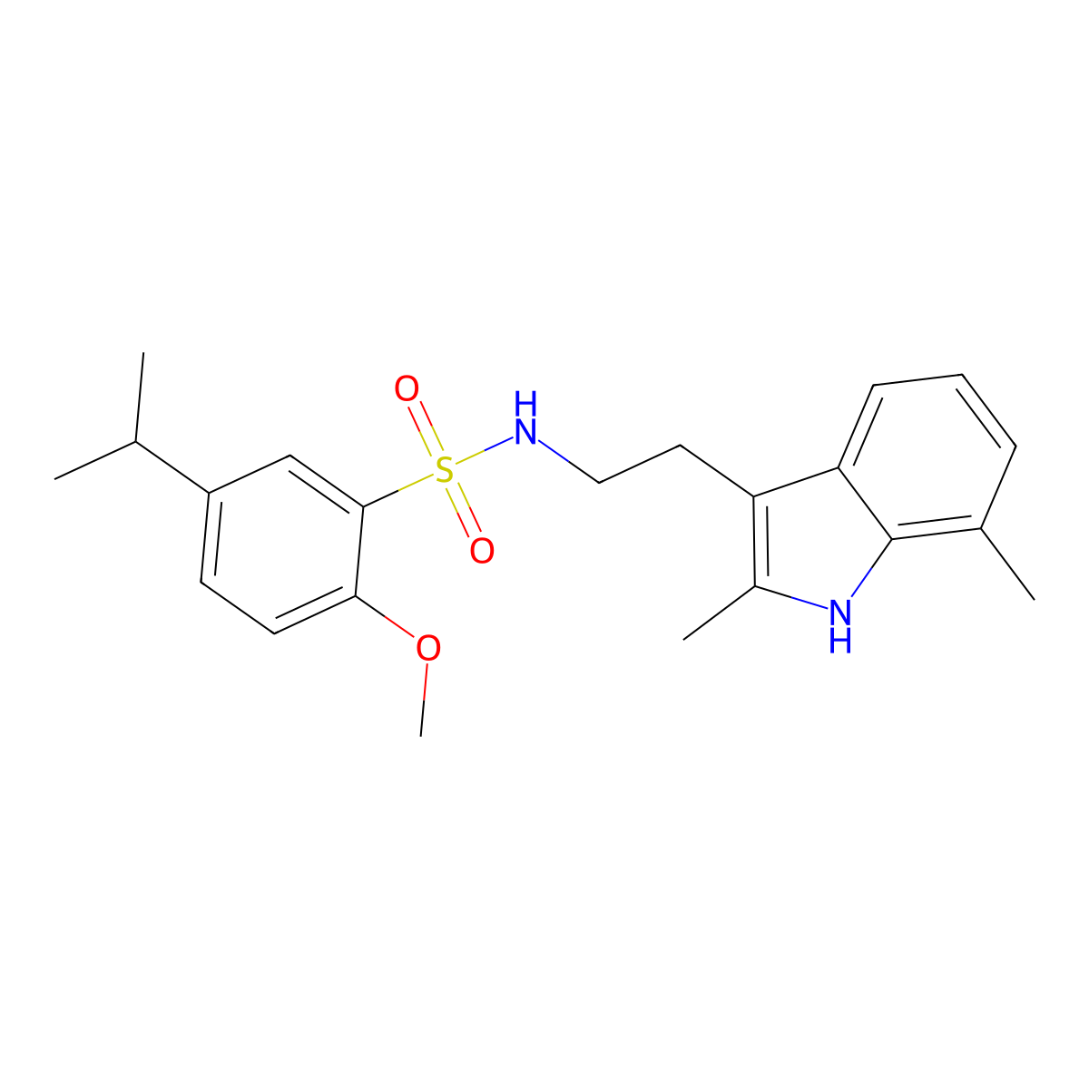 N-[2-(2,7-dimethyl-1H-indol-3-yl)ethyl]-2-methoxy-5-(propan-2-yl)benzenesulfonamide molecular structure, CAS 695218-67-8