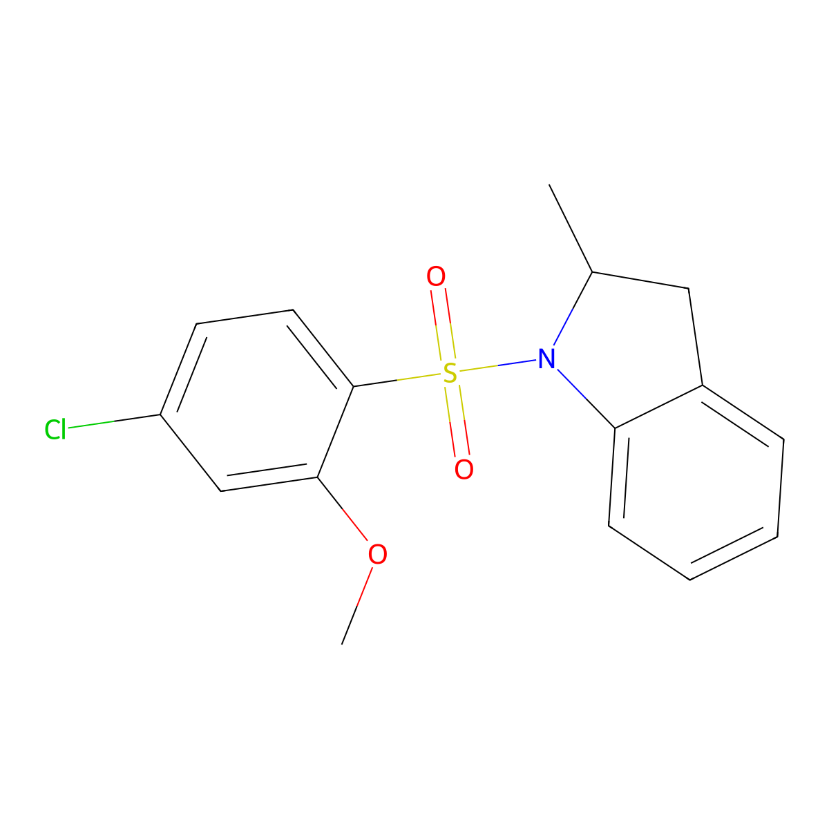 1-(4-Chloro-2-methoxyphenyl)sulfonyl-2-methyl-2,3-dihydroindole molecular structure, CAS 695218-73-6