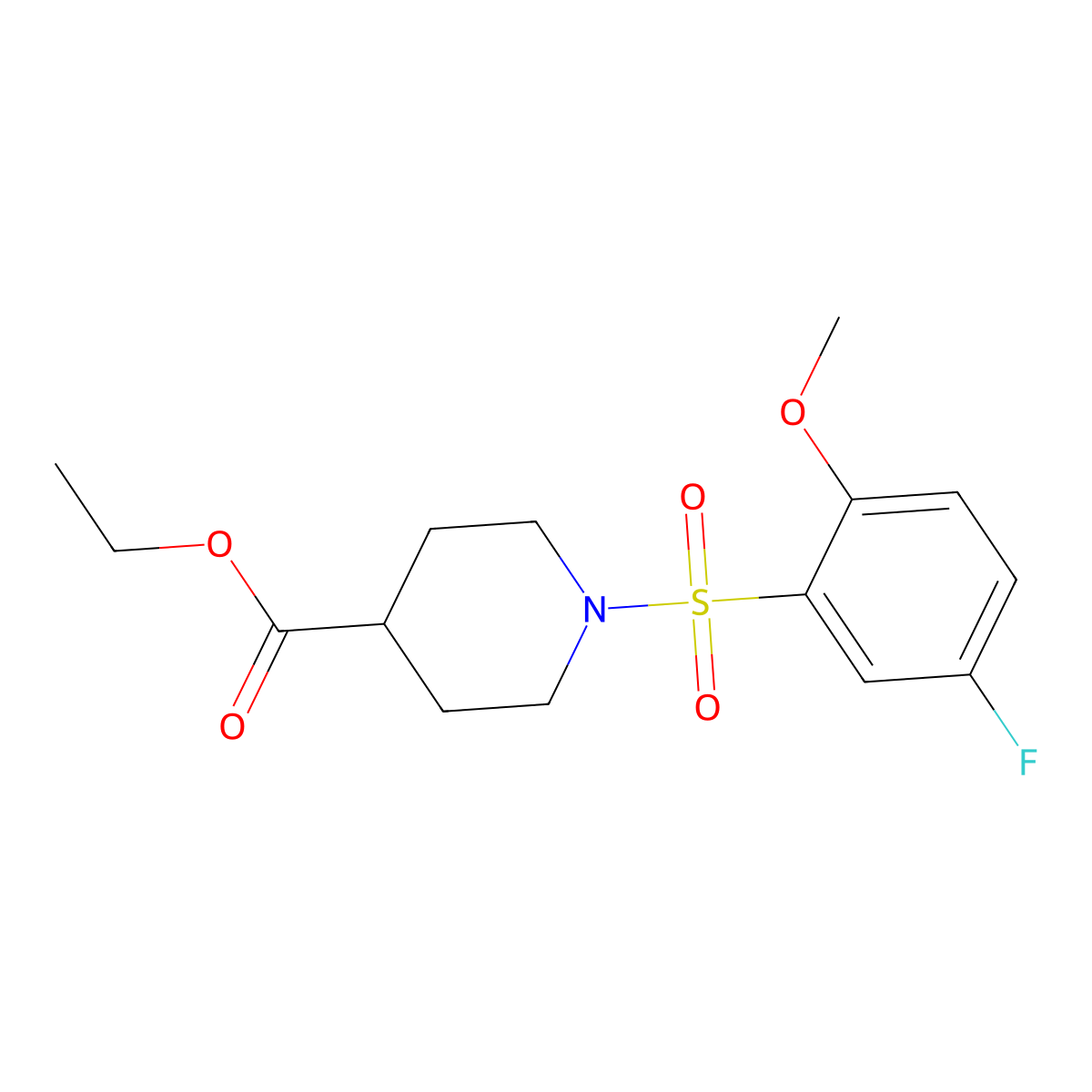 Ethyl 1-[(5-fluoro-2-methoxyphenyl)sulfonyl]-4-piperidinecarboxylate molecular structure, CAS 695218-75-8