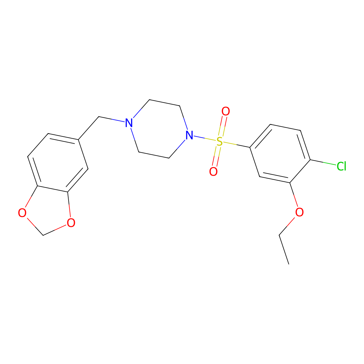 1-(1,3-Benzodioxol-5-ylmethyl)-4-(4-chloro-3-ethoxyphenyl)sulfonylpiperazine molecular structure, CAS 695218-76-9