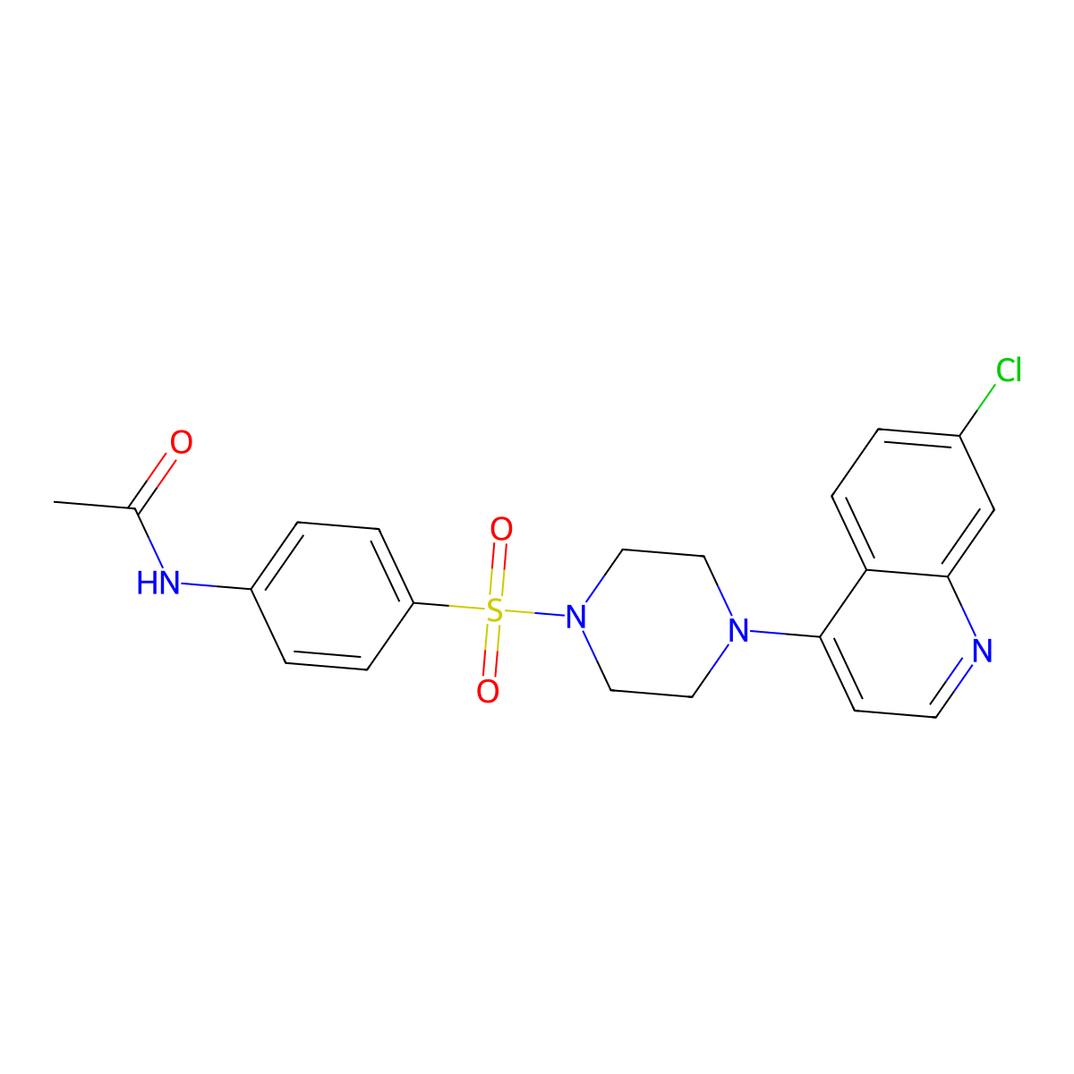 N-(4-{[4-(7-chloroquinolin-4-yl)piperazin-1-yl]sulfonyl}phenyl)acetamide molecular structure, CAS 695219-24-0