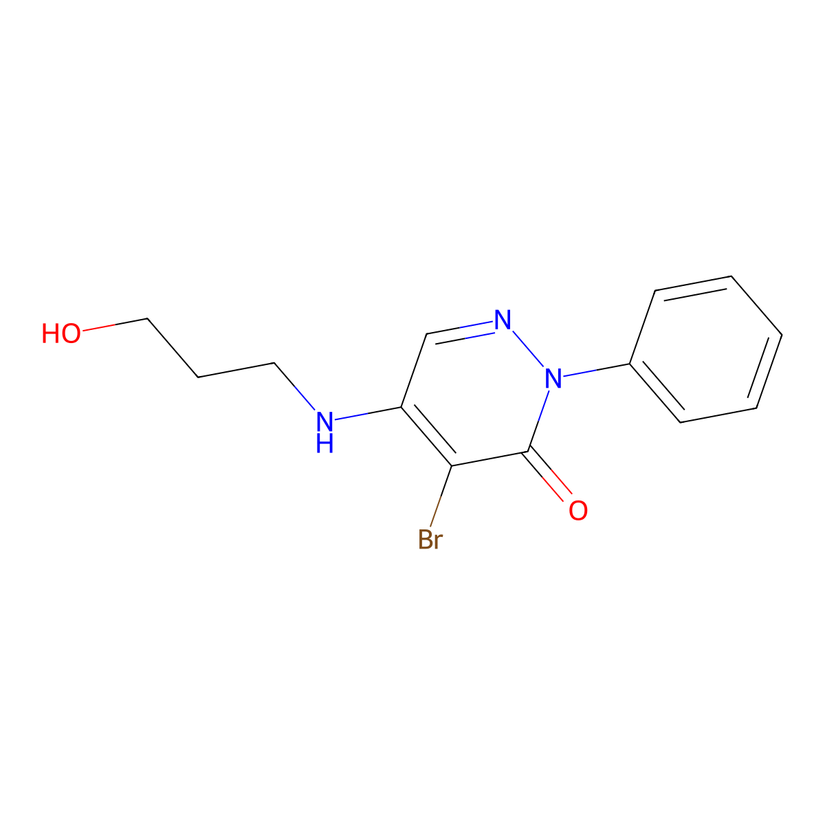 4-Bromo-5-(3-hydroxypropylamino)-2-phenylpyridazin-3-one molecular structure, CAS 695219-28-4
