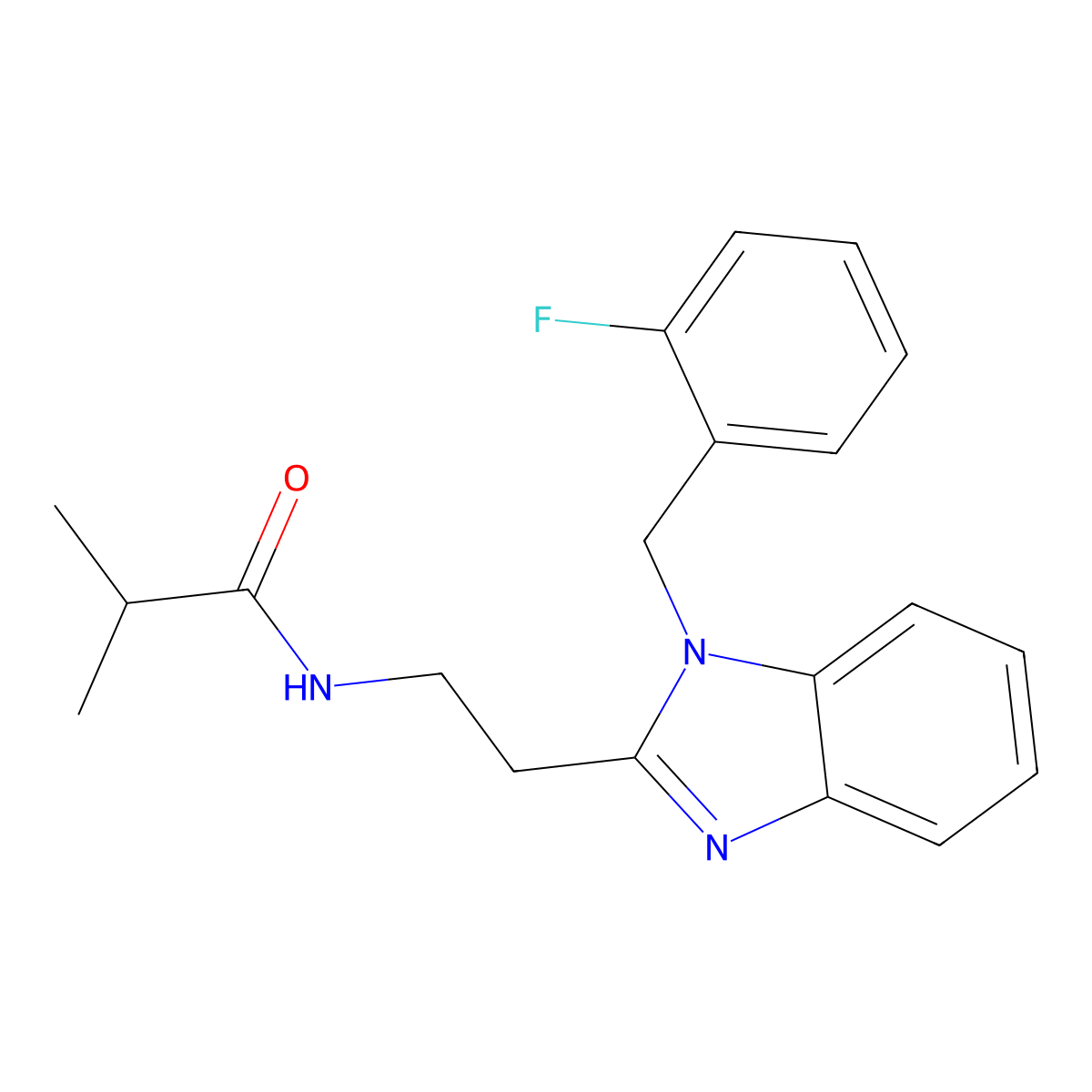 N-(2-{1-[(2-fluorophenyl)methyl]-1H-1,3-benzodiazol-2-yl}ethyl)-2-methylpropanamide molecular structure, CAS 695219-59-1