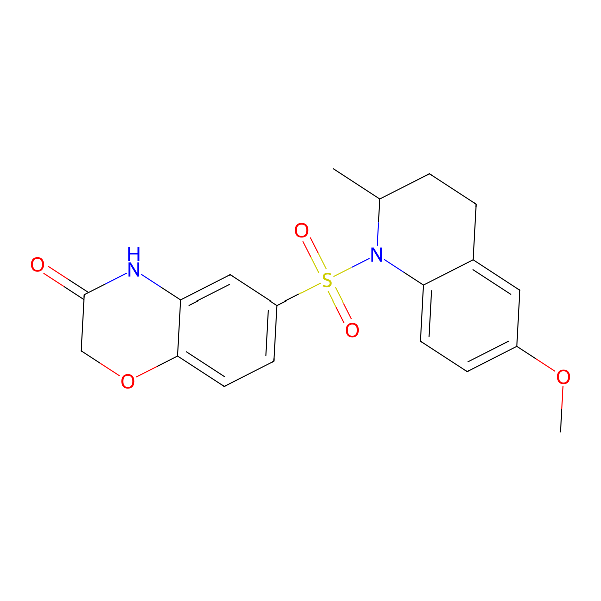 6-[(6-methoxy-2-methyl-3,4-dihydro-2H-quinolin-1-yl)sulfonyl]-4H-1,4-benzoxazin-3-one molecular structure, CAS 695219-72-8