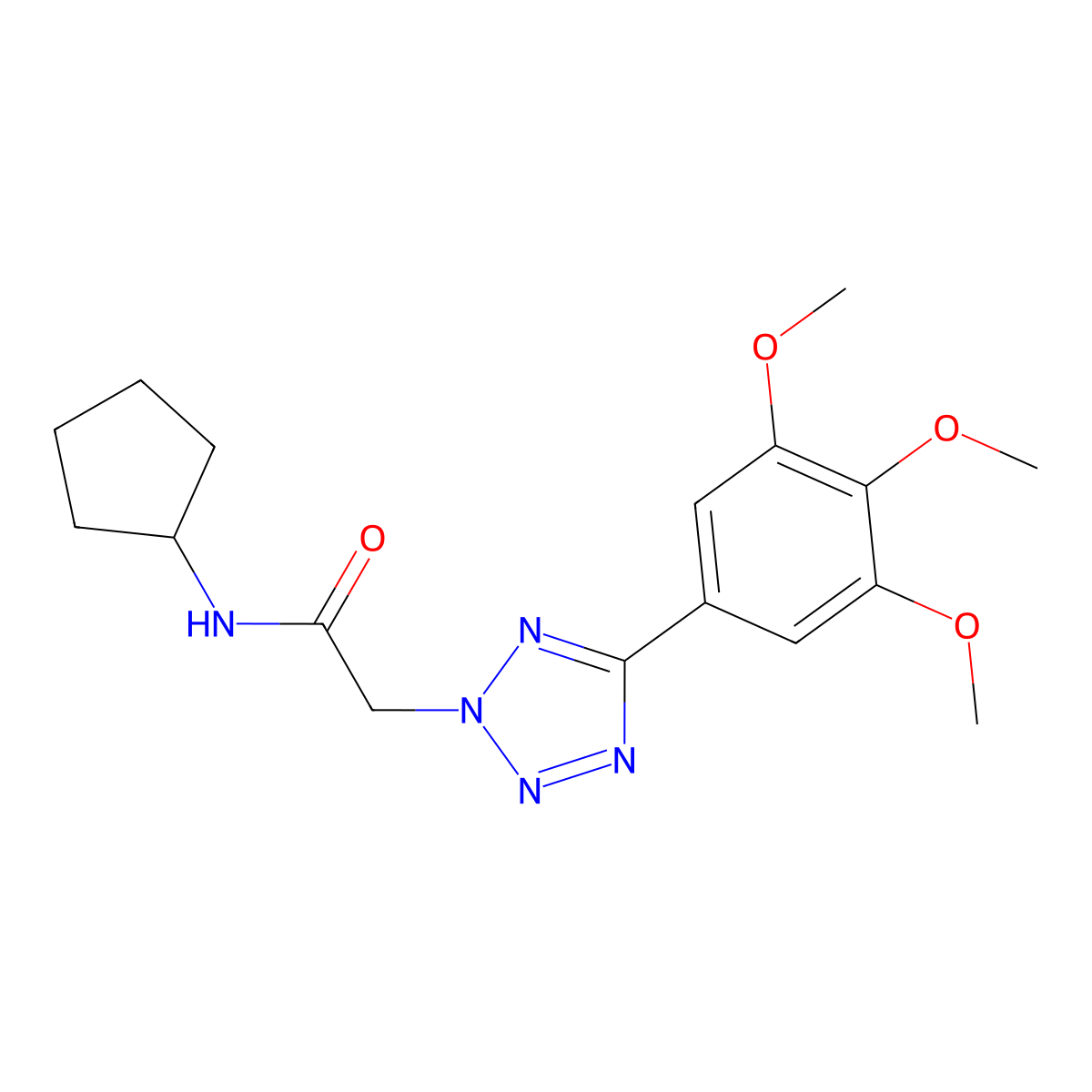 N-cyclopentyl-2-[5-(3,4,5-trimethoxyphenyl)tetrazol-2-yl]acetamide molecular structure, CAS 695220-28-1